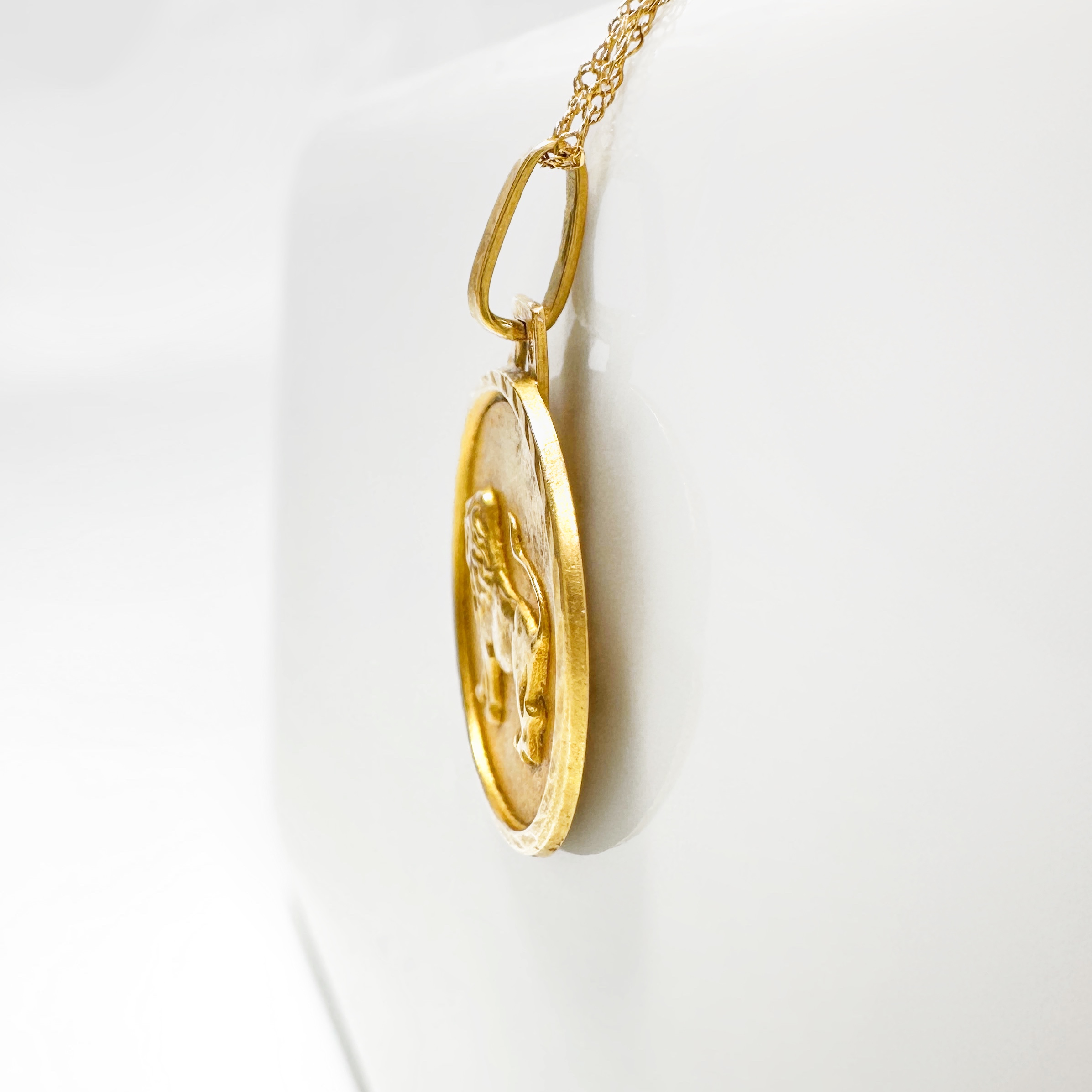 Vintage Gold Lion Astrological Medal (2)