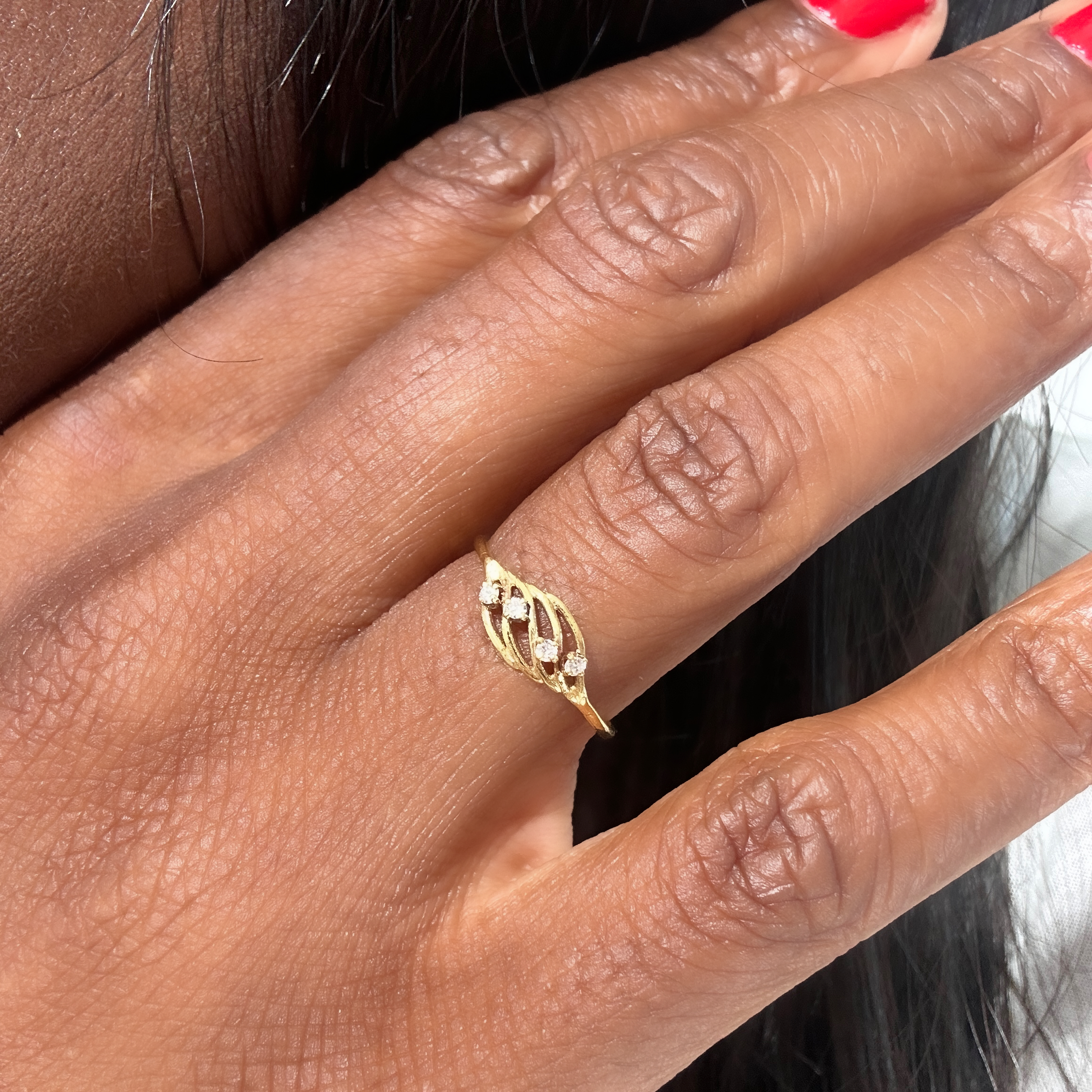 Vintage Gold And Diamonds Filigree Ring (2)