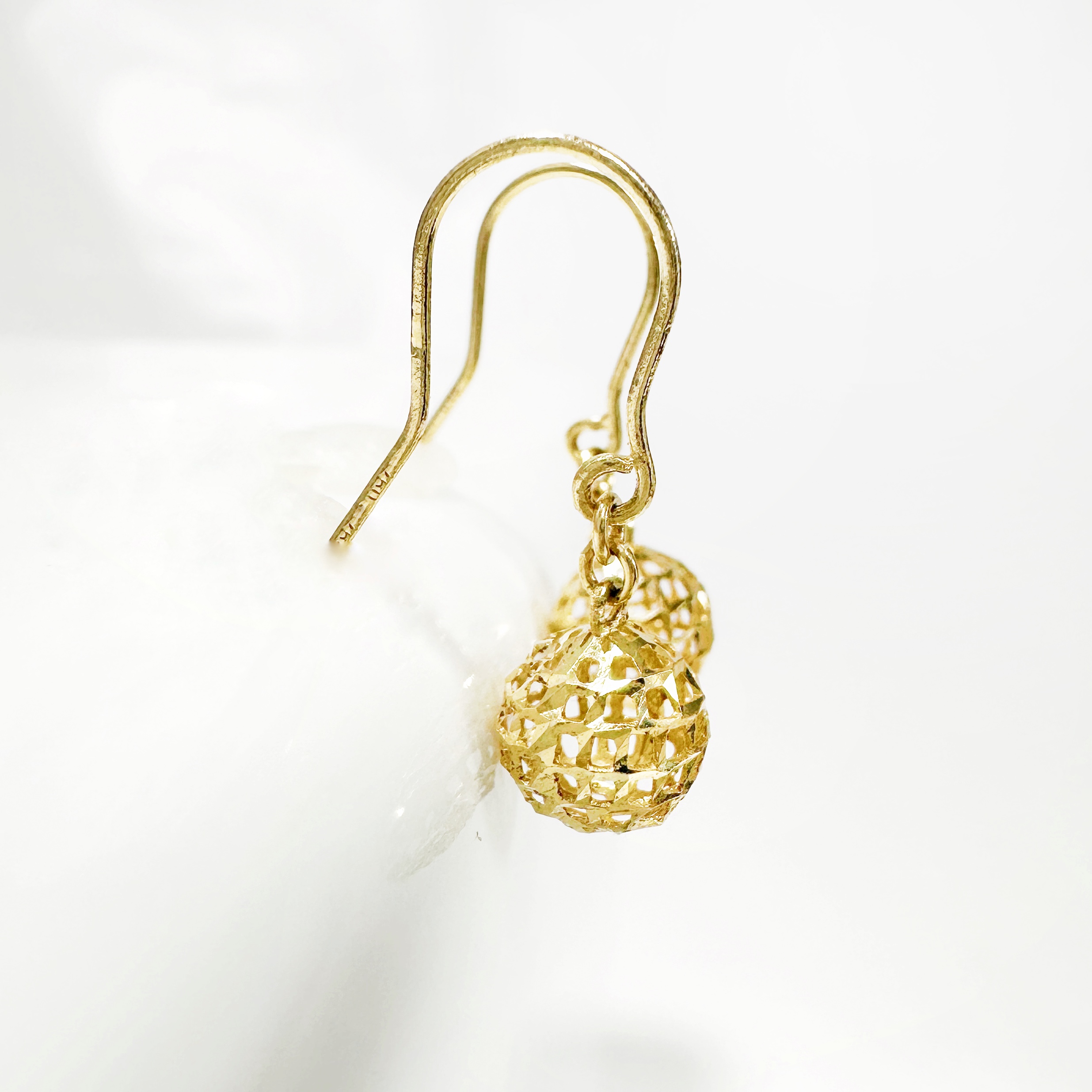 Vintage Gold Chisseled Bead Earrings (3)