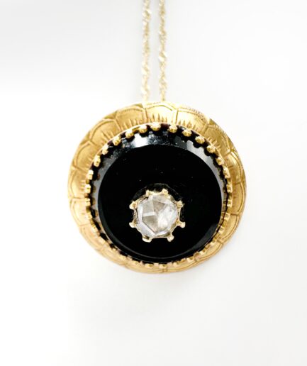 Pendentif or, onyx et diamant "Rowann"