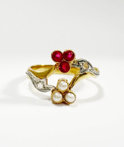 You and Me Gold, Diamond and Ruby Ring "Anemone"