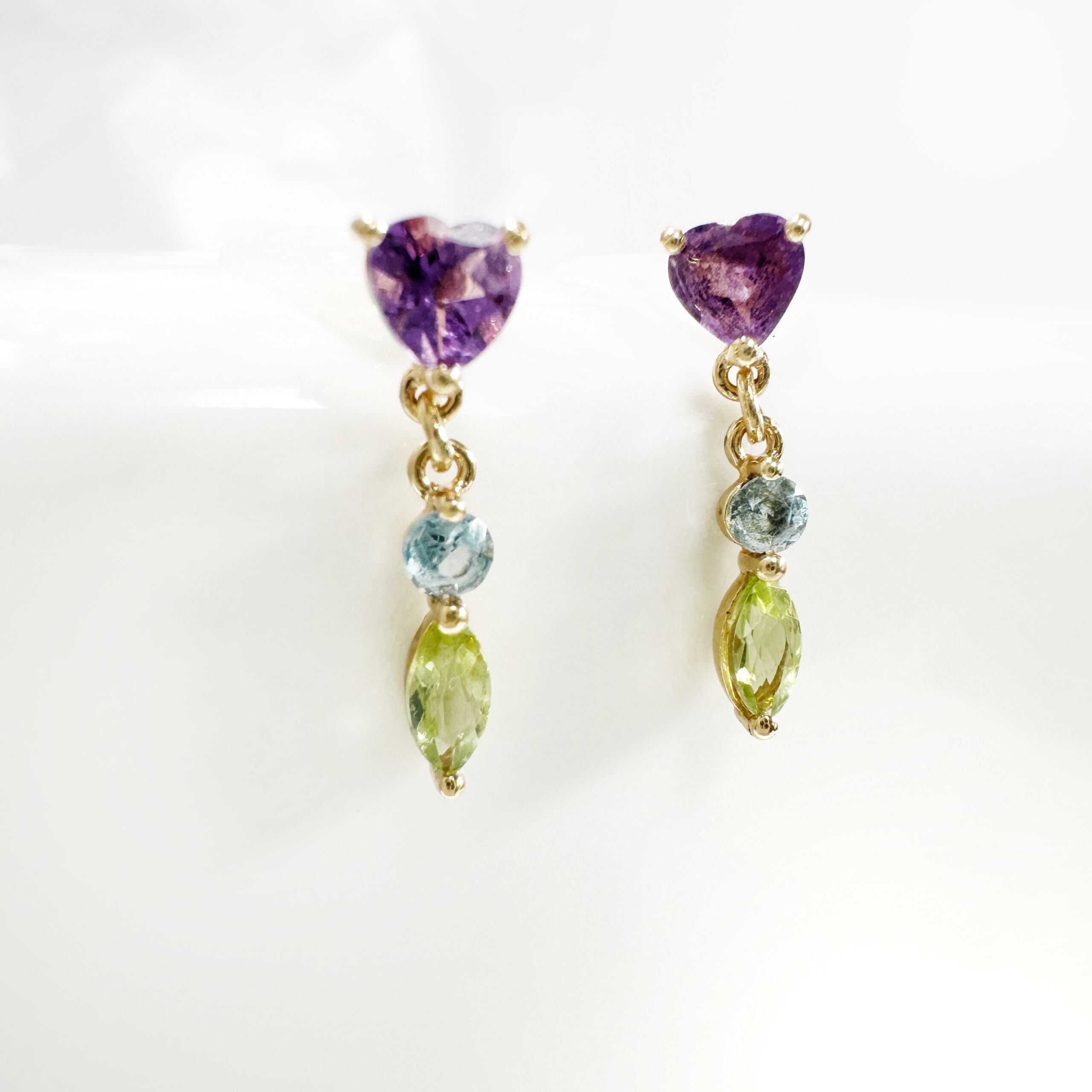 Vintage Tutti Frutti Peridot Amethyst Topaz Drop Earrings (1)