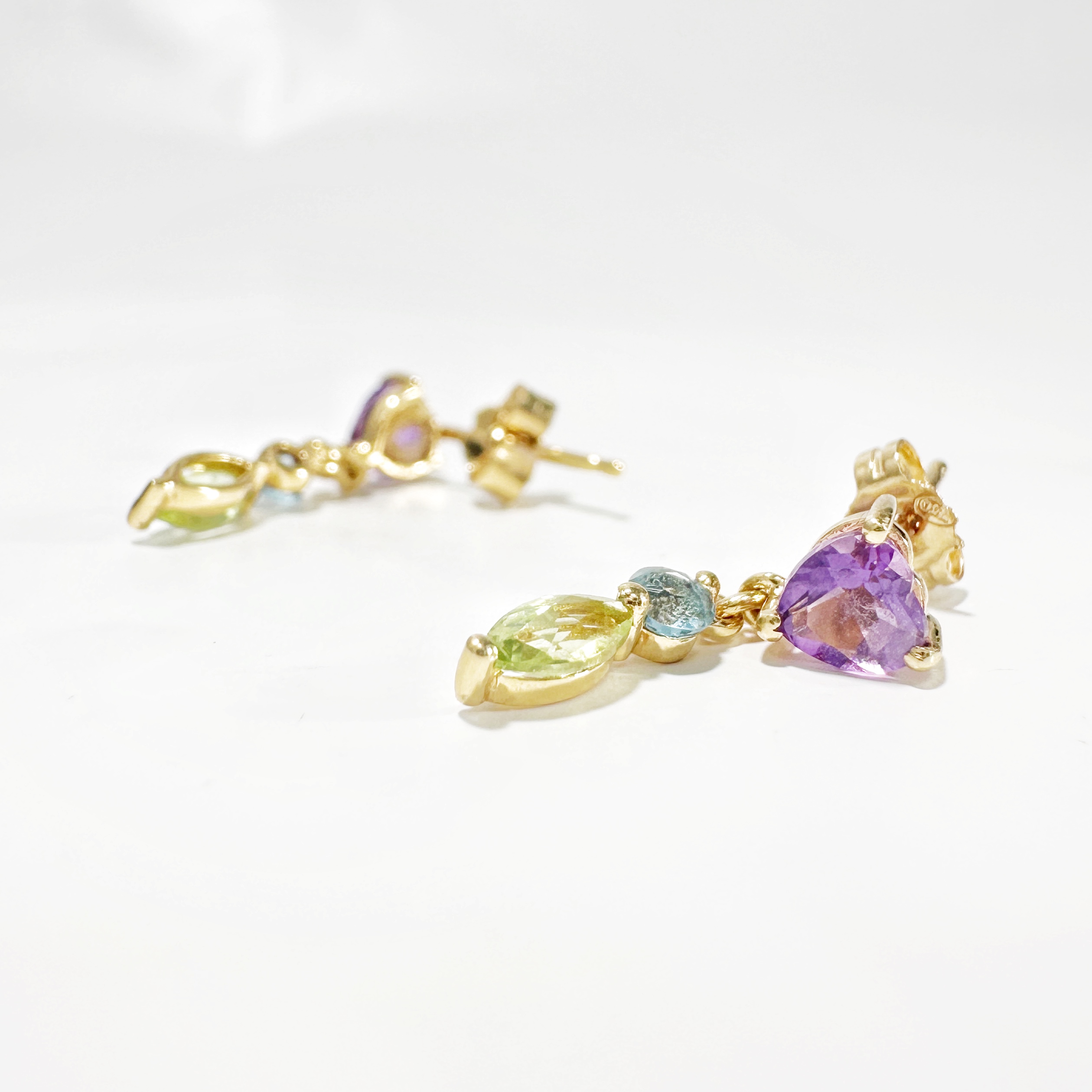 Vintage Tutti Frutti Peridot Amethyst Topaz Drop Earrings (2)