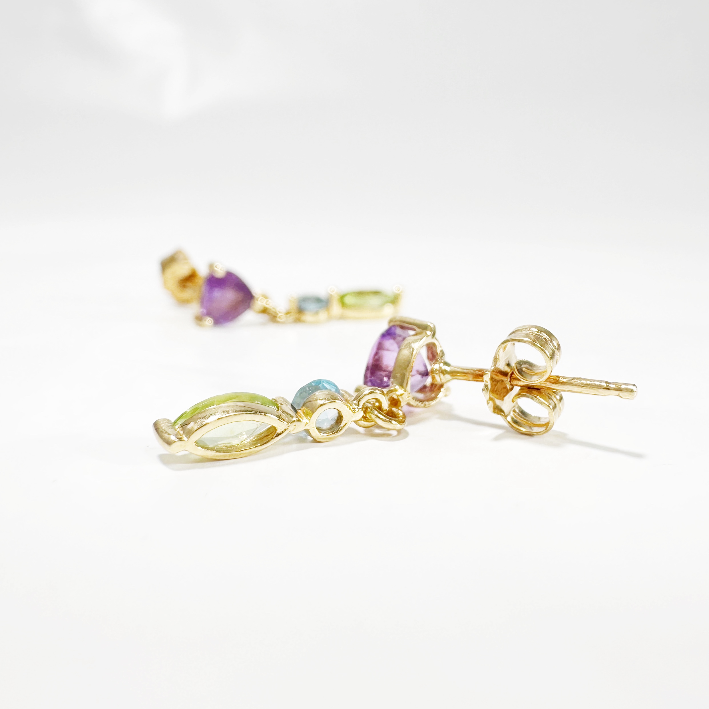 Vintage Tutti Frutti Peridot Amethyst Topaz Drop Earrings (3)
