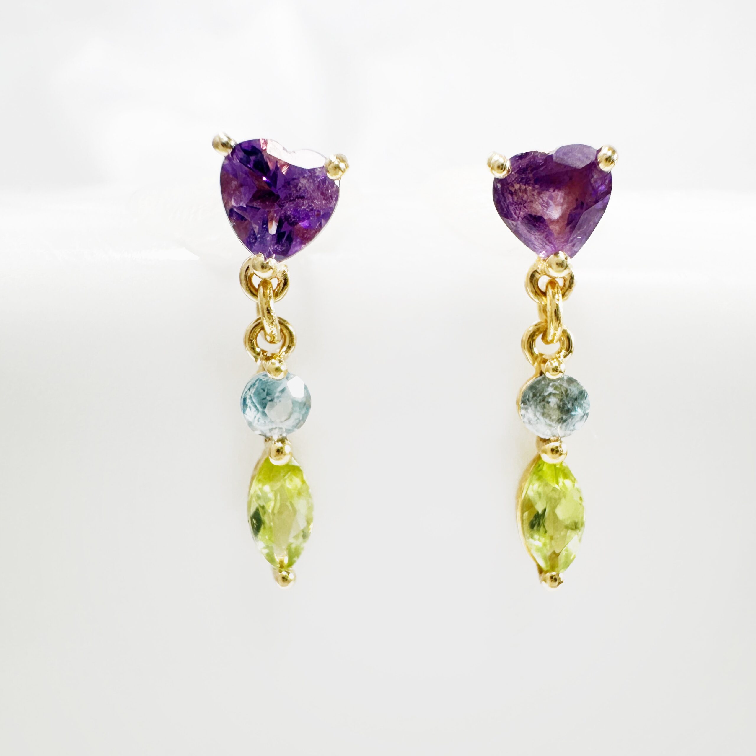 Vintage Tutti Frutti Peridot Amethyst Topaz Drop Earrings