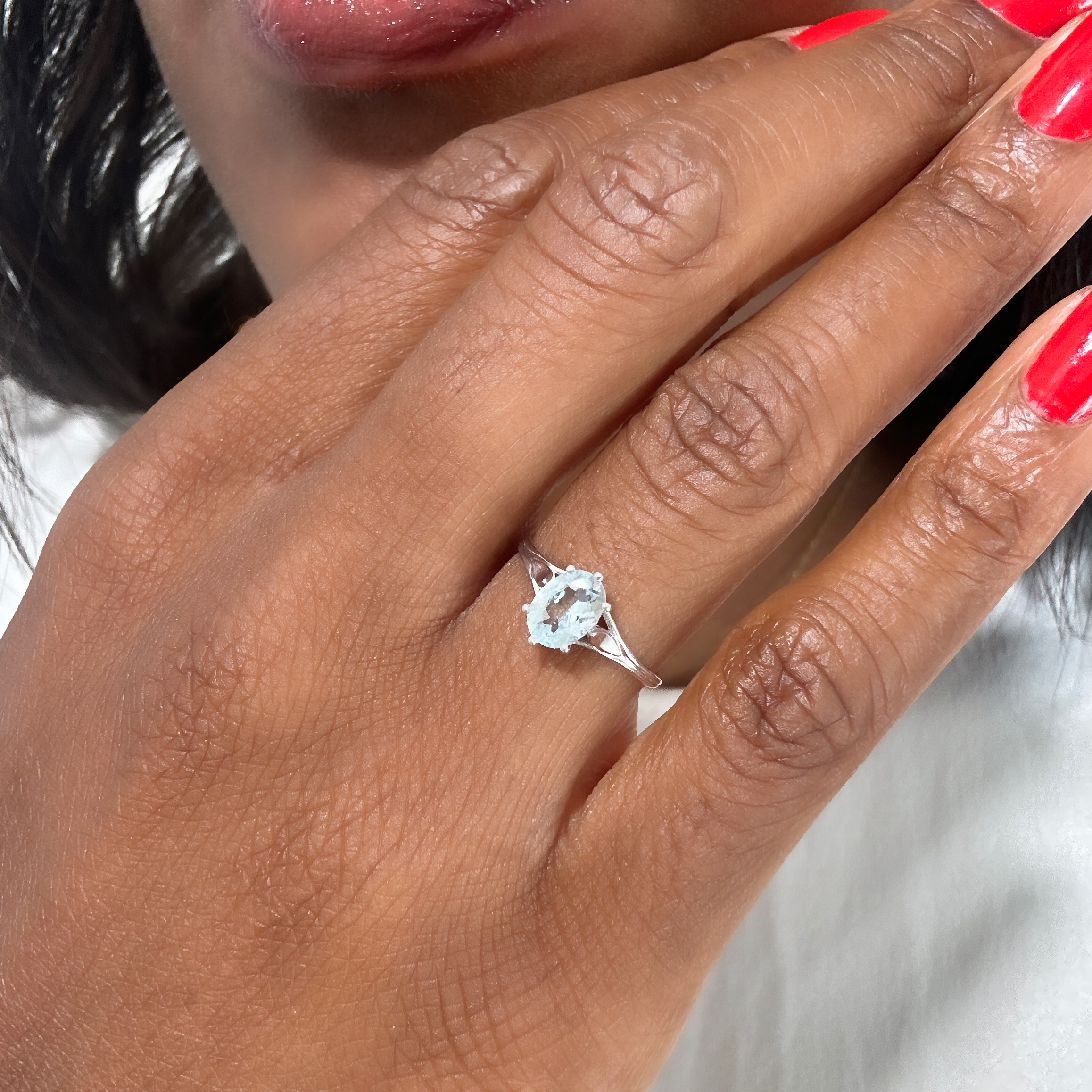 Vintage White Gold Aquamarine Ring (2)