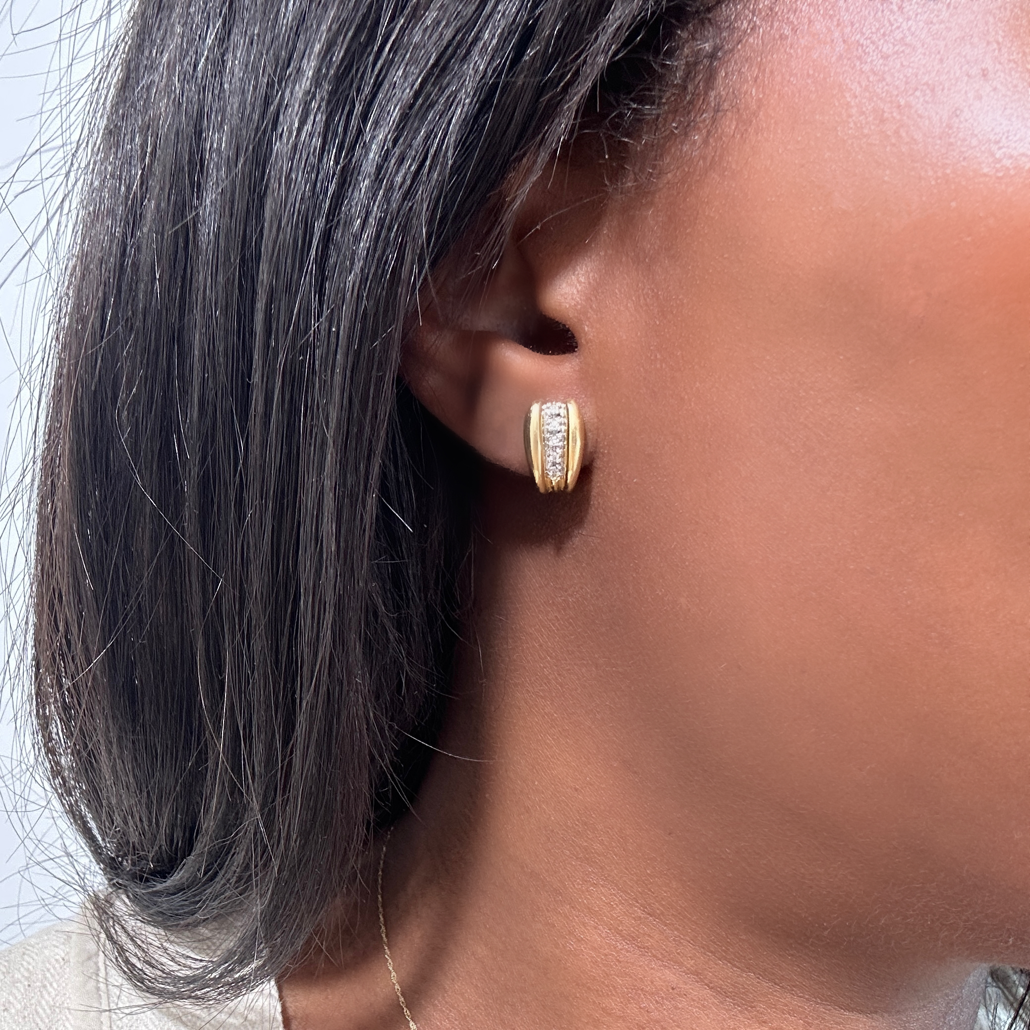 Vintage Yellow And White Gold And Diamond Earrings (1)