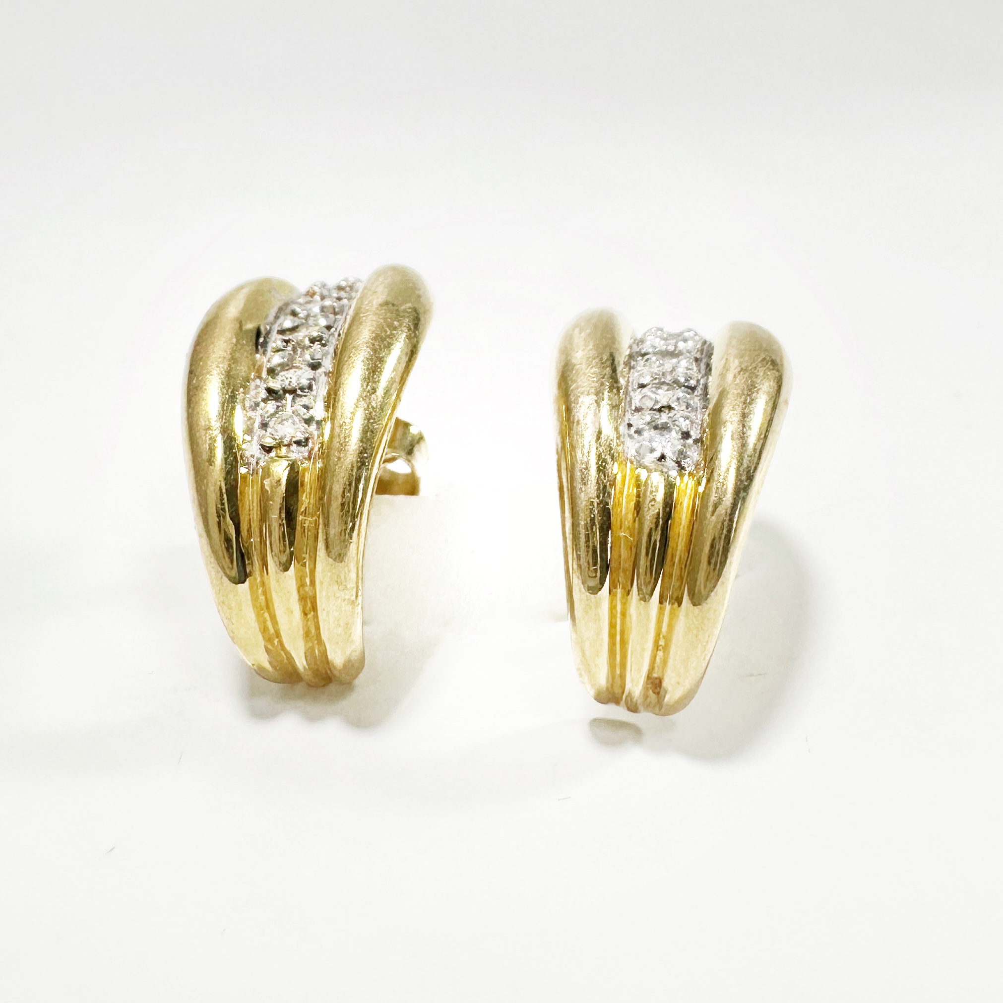 Vintage Yellow And White Gold And Diamond Earrings (1)