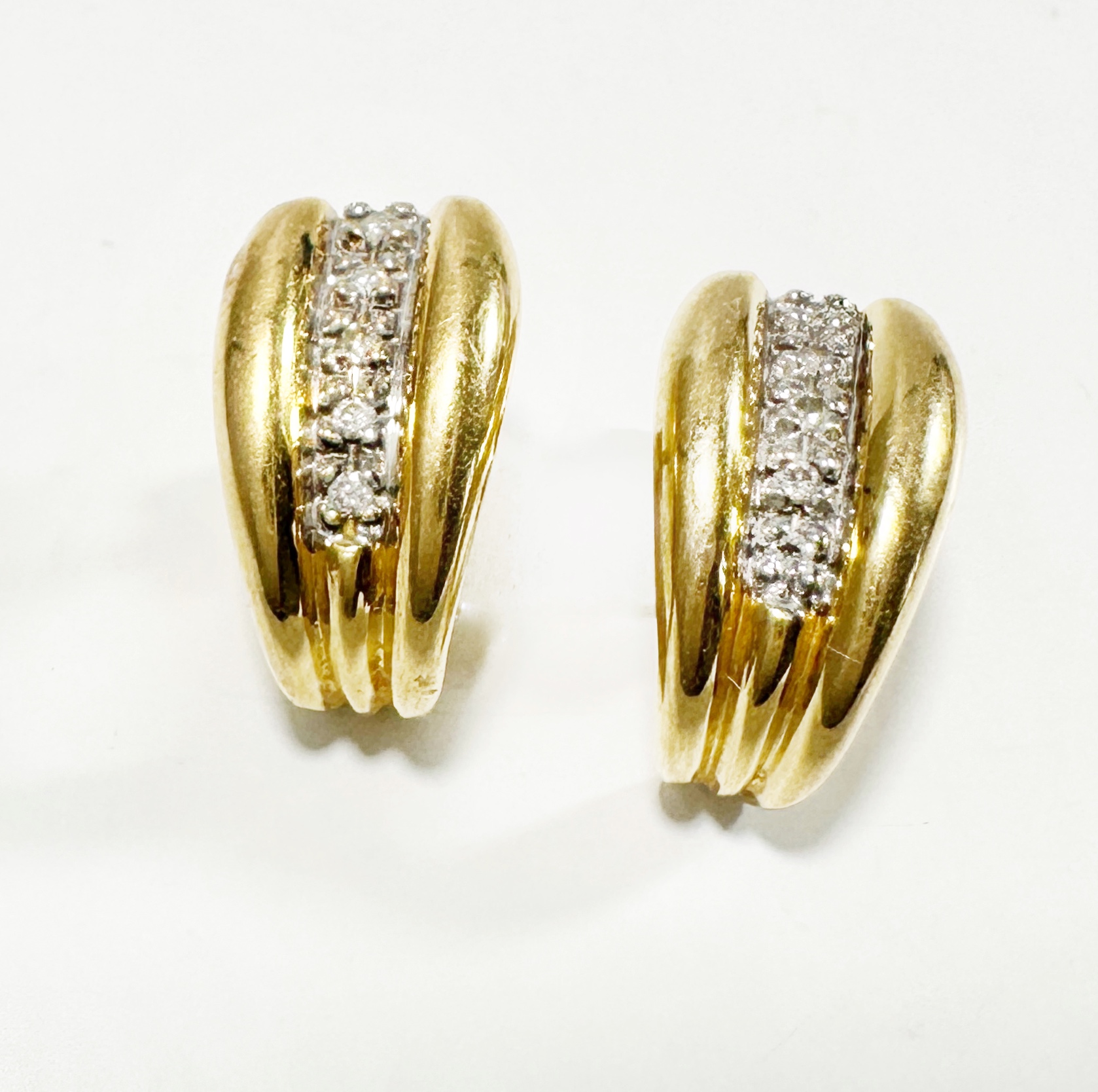 Vintage Yellow And White Gold And Diamond Earrings (2)