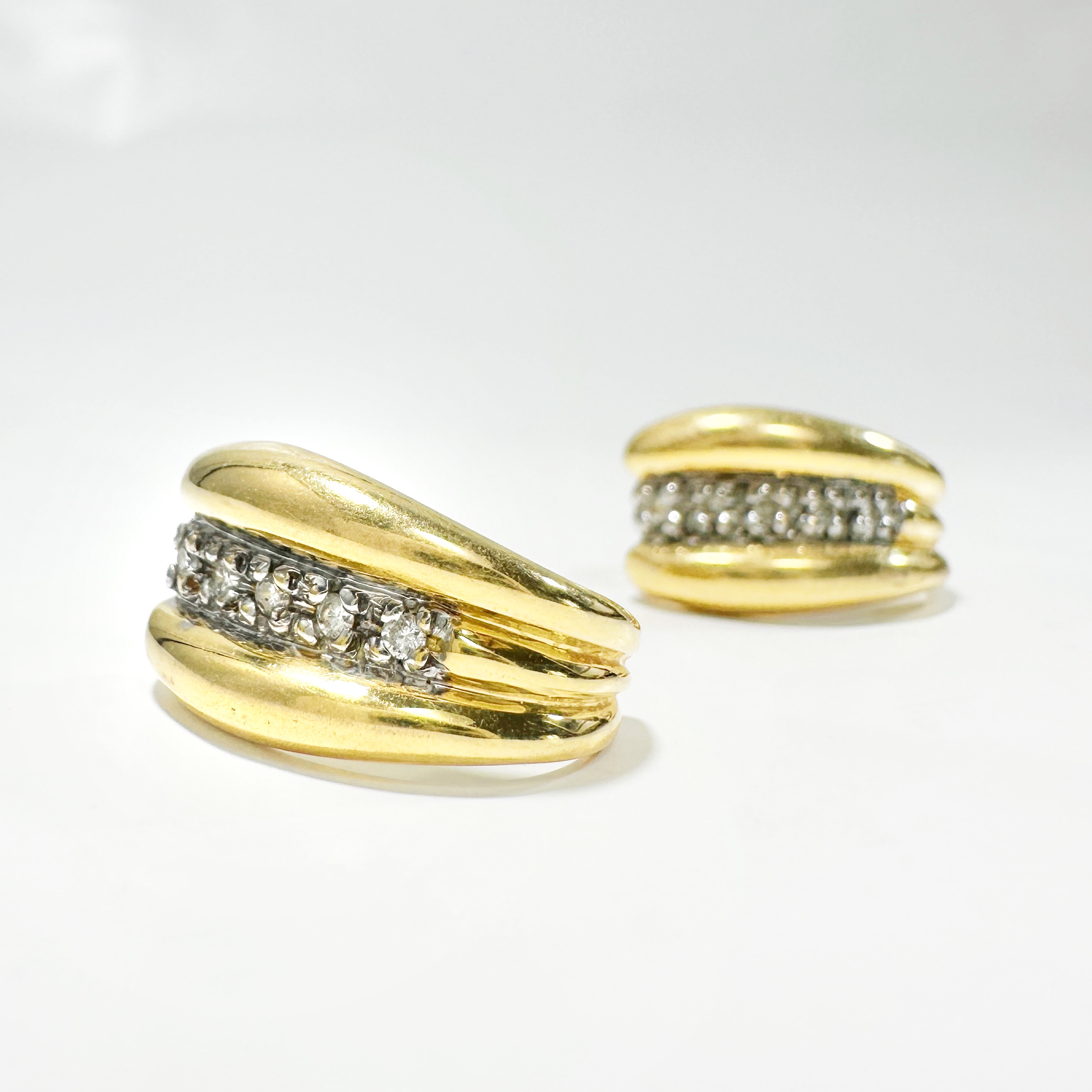 Vintage Yellow And White Gold And Diamond Earrings (3)