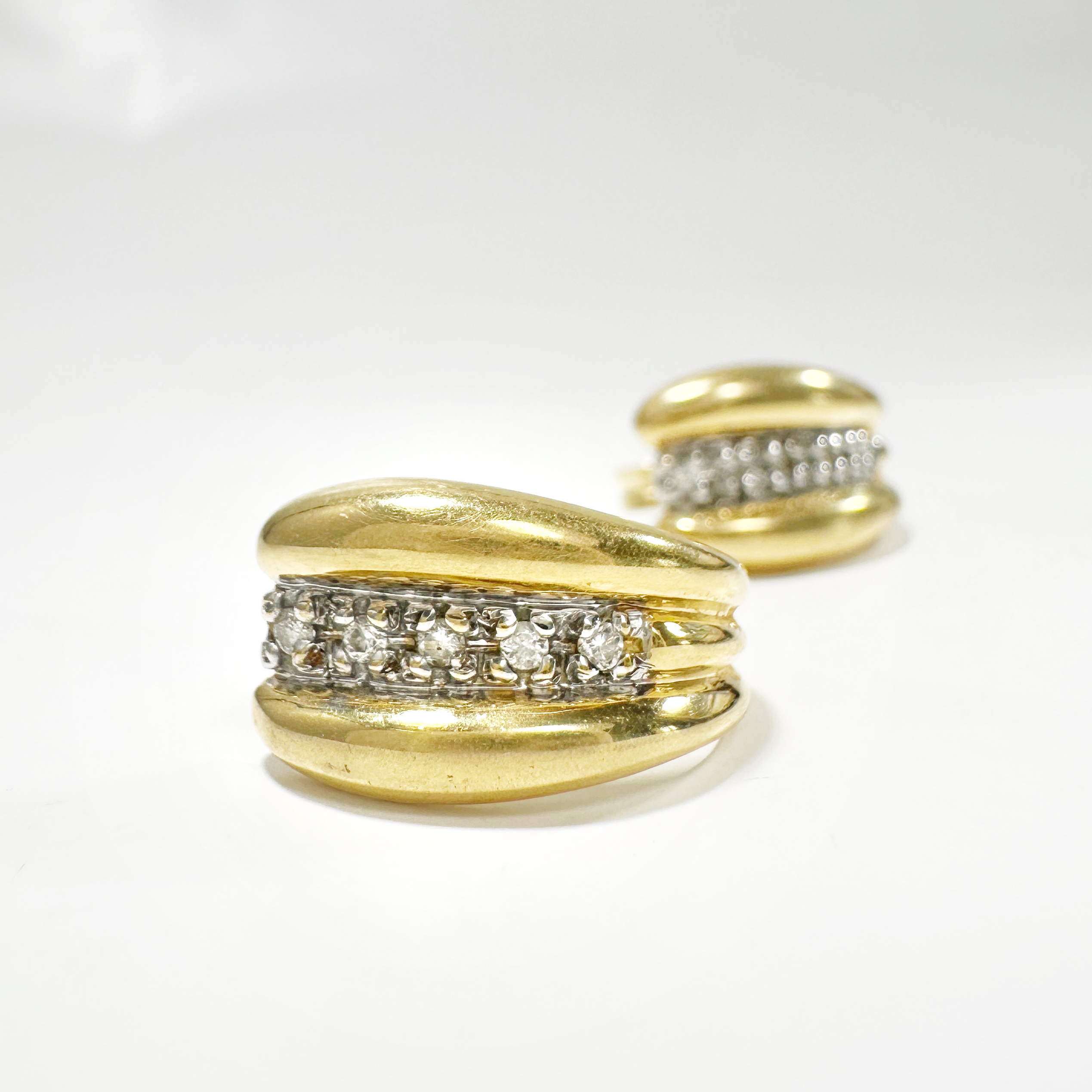 Vintage Yellow And White Gold And Diamond Earrings (4)
