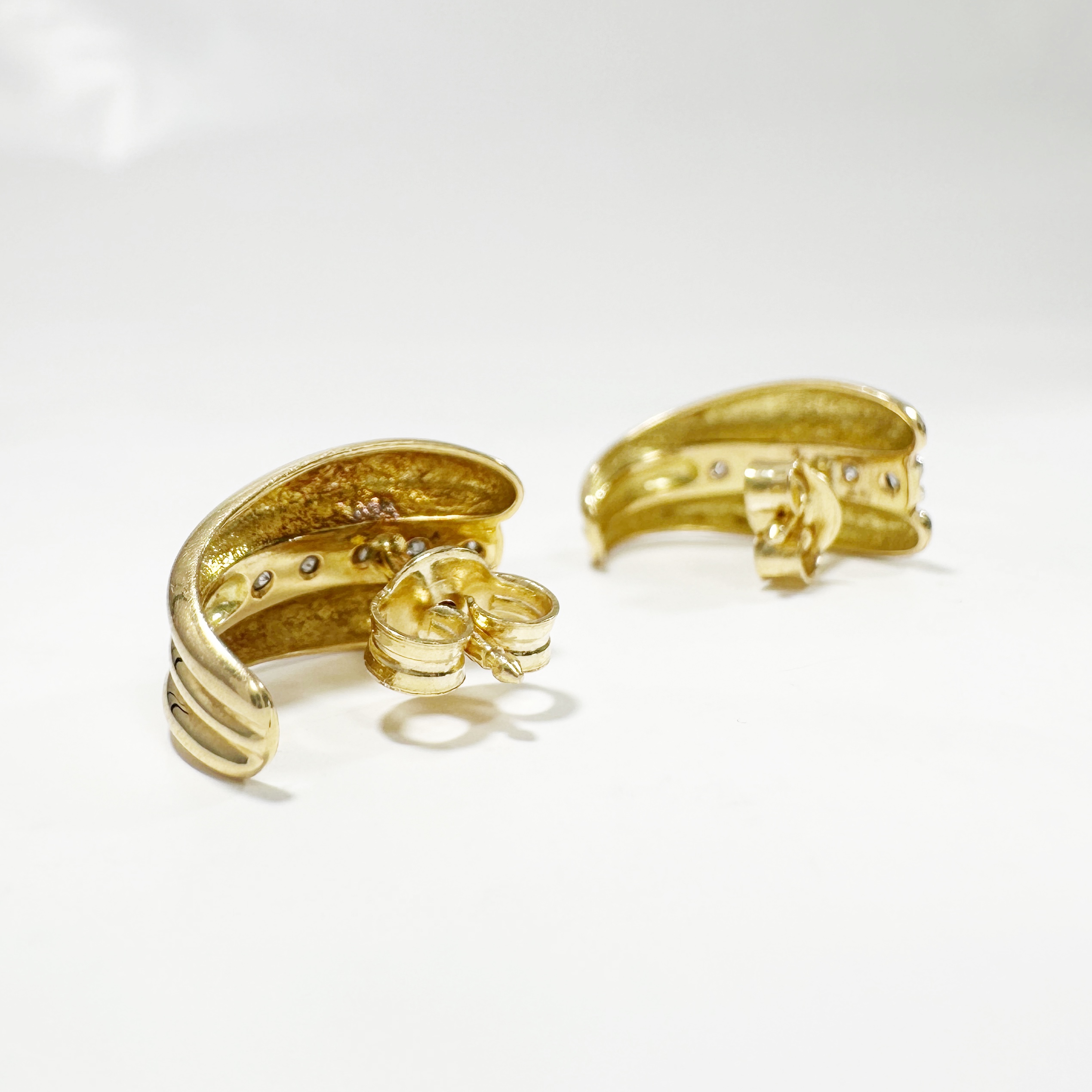 Vintage Yellow And White Gold And Diamond Earrings (6)