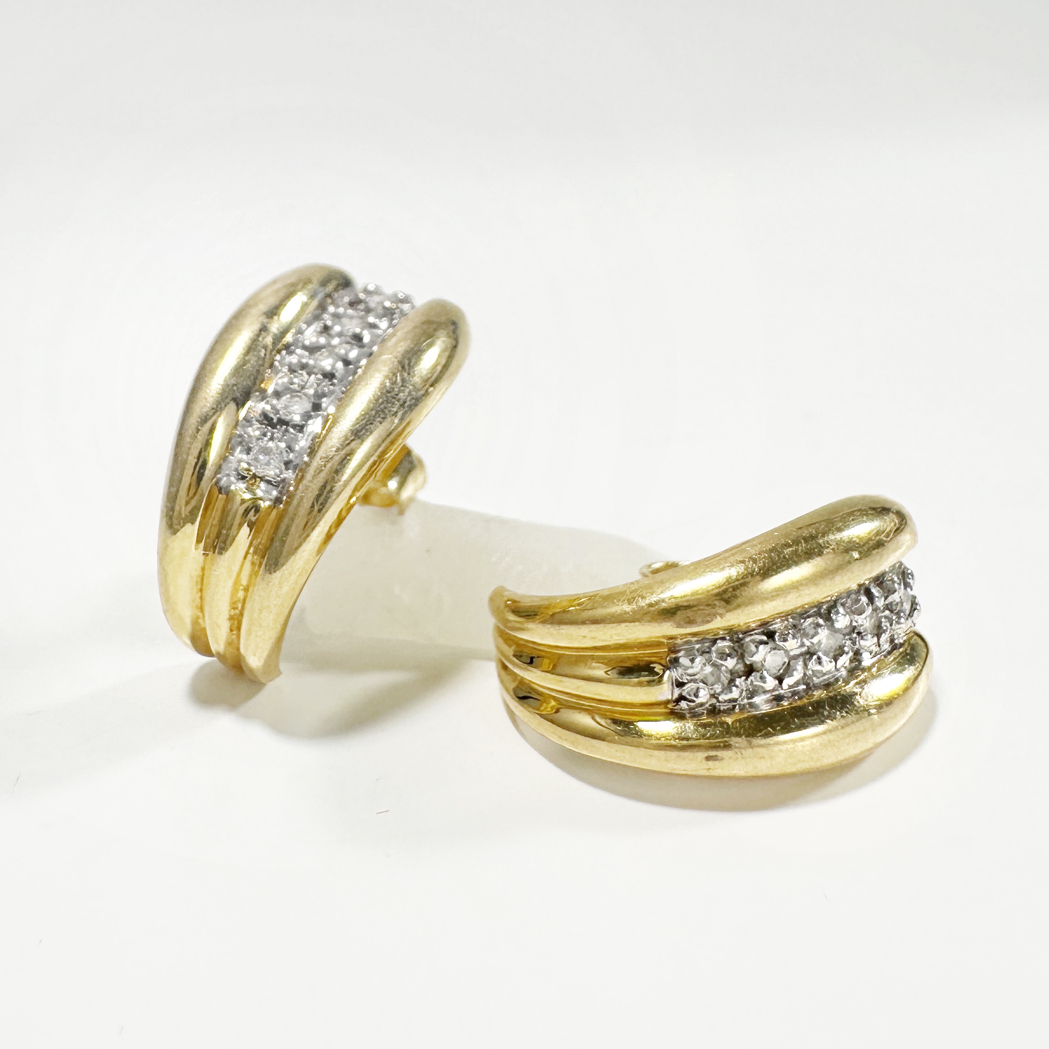 Vintage Yellow And White Gold And Diamond Earrings (7)