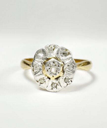 Gold and diamond cluster ring "Mirline"