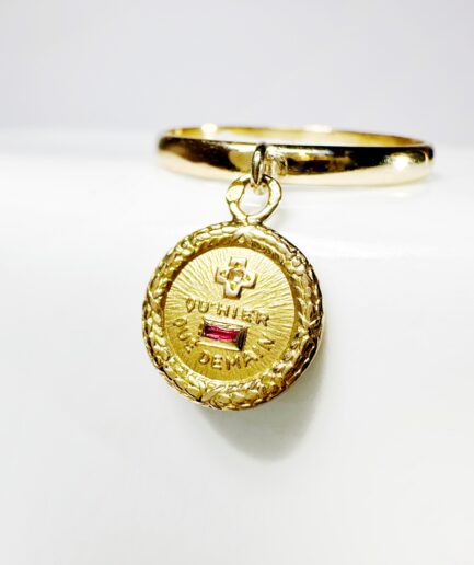 Bague Médaille d'amour Augis or rubis et diamant "Rosalinde"