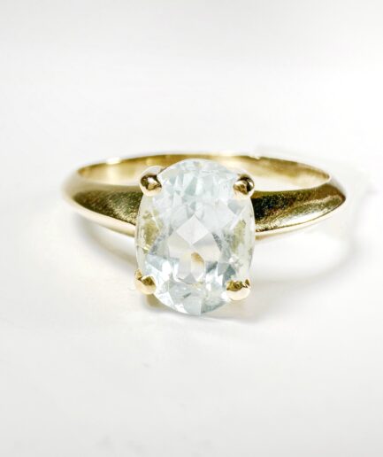 Bague solitaire or et aigue marine taille ovale "Islana"
