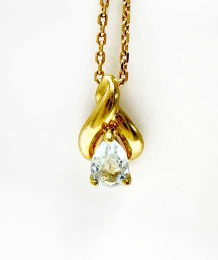 Gold and aquamarine drop pendant "Cyana"