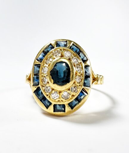 Art Deco Gold Sapphire and Diamond Ring "Belinda"