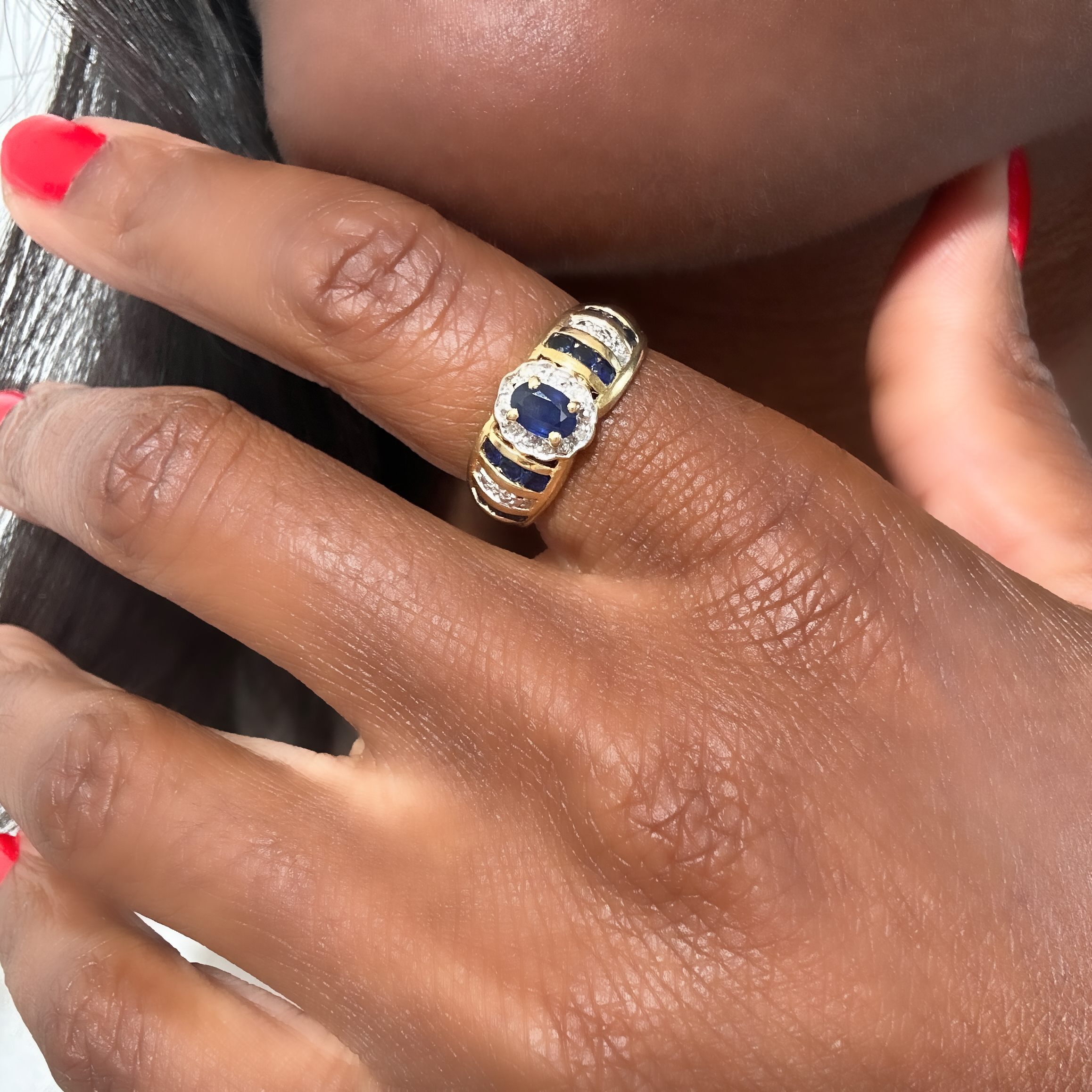 Vintage Gold Art Deco Sapphire Ring (2)