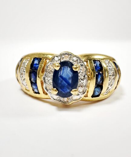 Bague or, diamants et saphirs "Odessa"