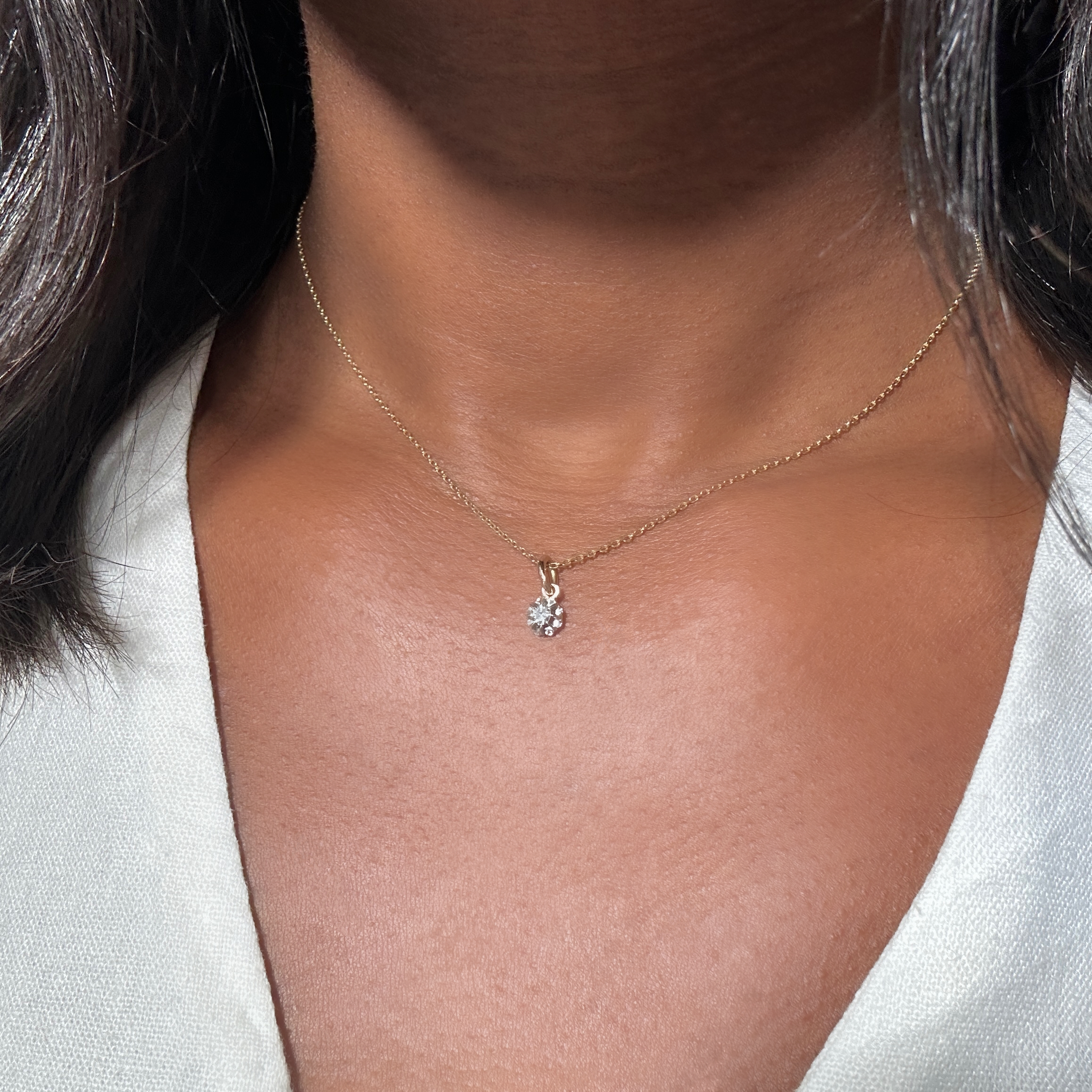 Vintage Gold Diamond Solitaire Pendant (1)