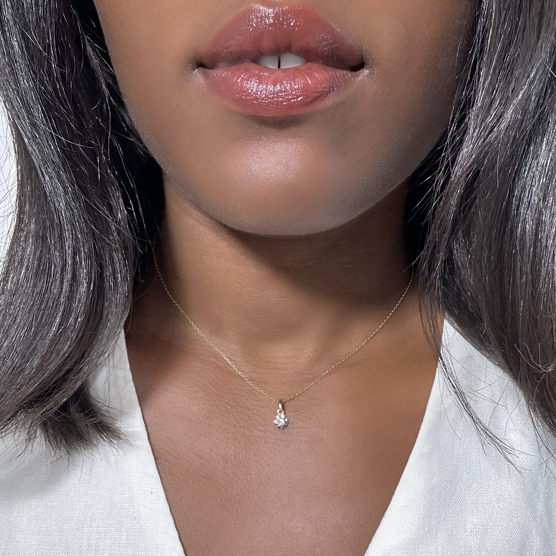 Vintage Gold Diamond Solitaire Pendant (1)