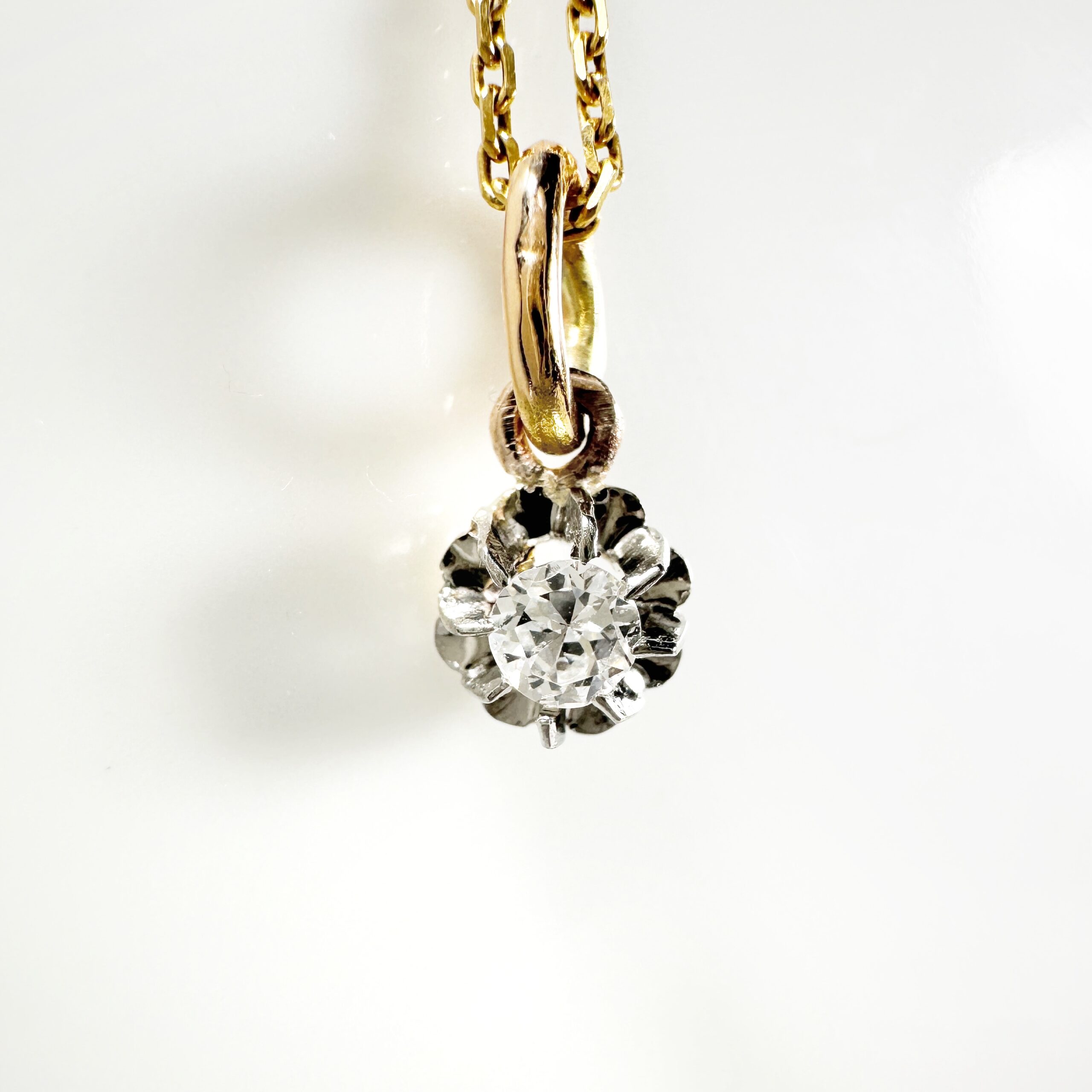 Vintage Gold Diamond Solitaire Pendant (2)