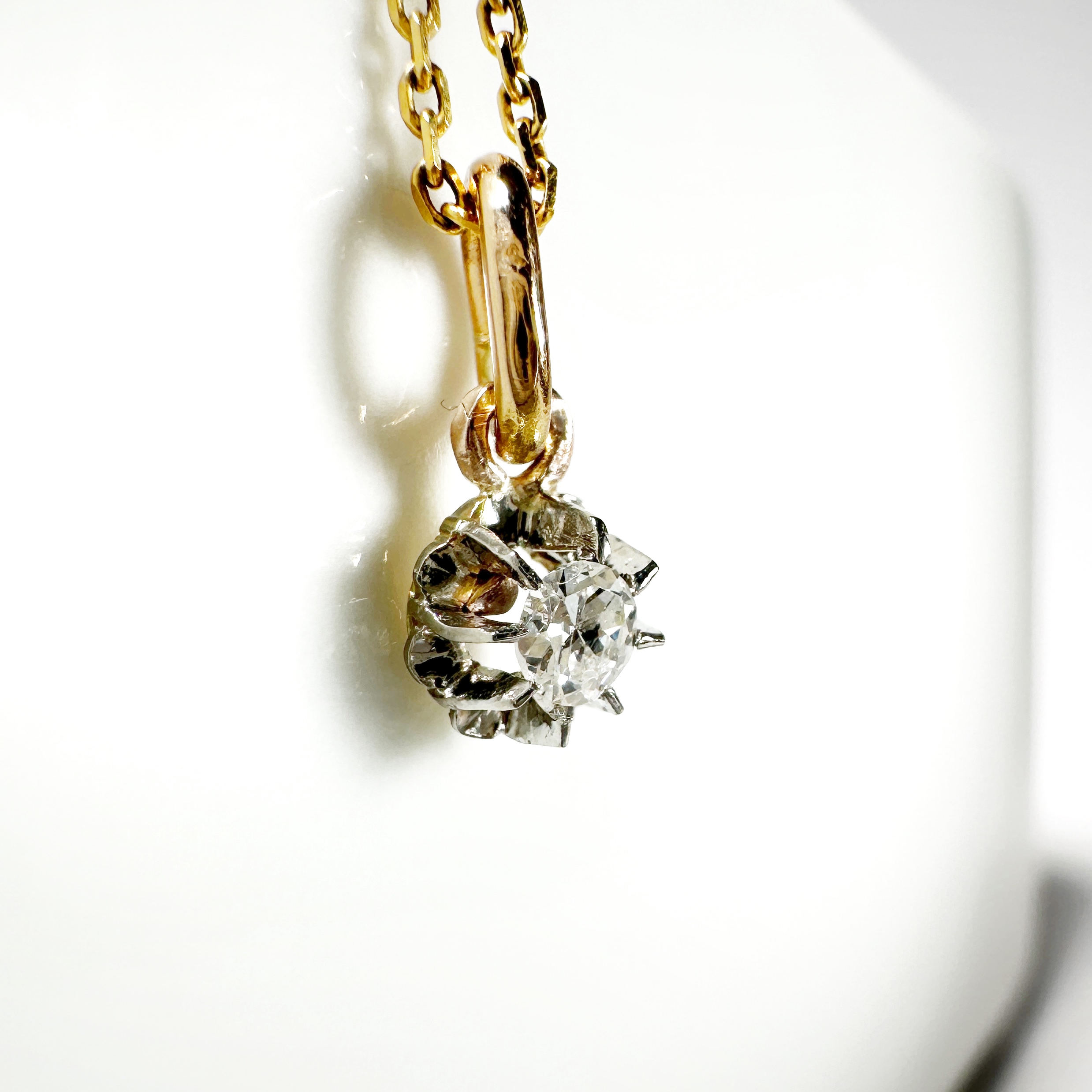 Vintage Gold Diamond Solitaire Pendant (3)