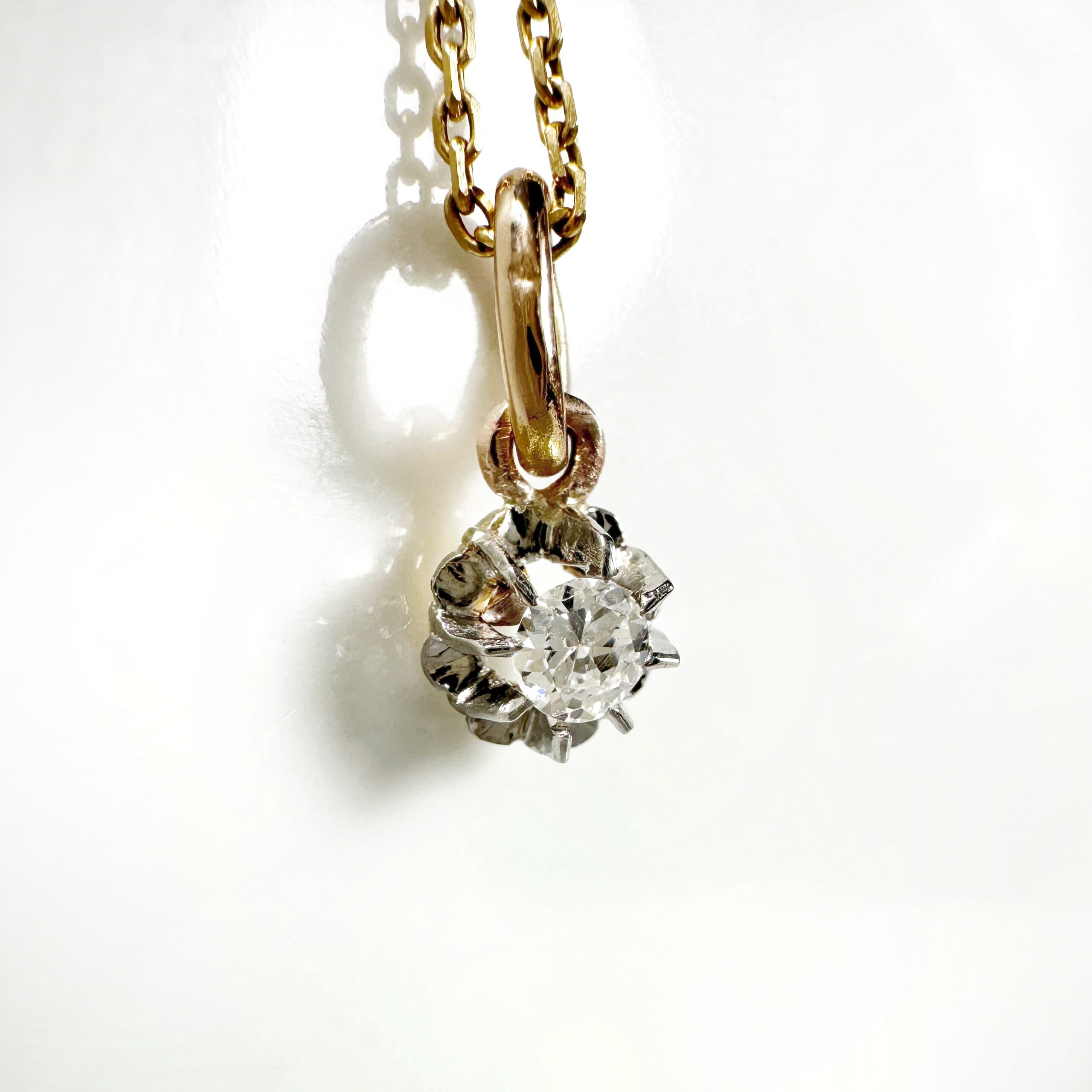 Vintage Gold Diamond Solitaire Pendant (4)