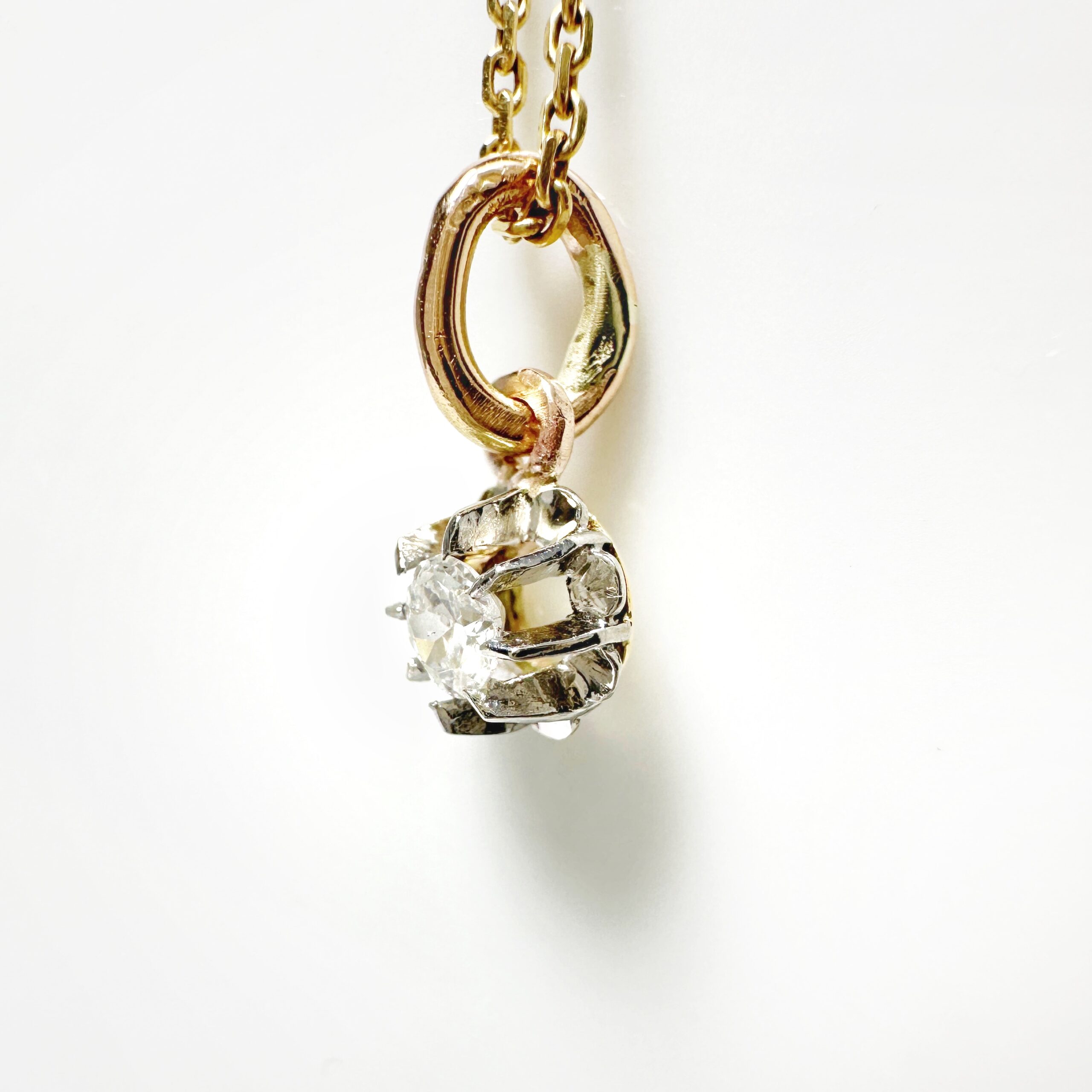 Vintage Gold Diamond Solitaire Pendant (5)