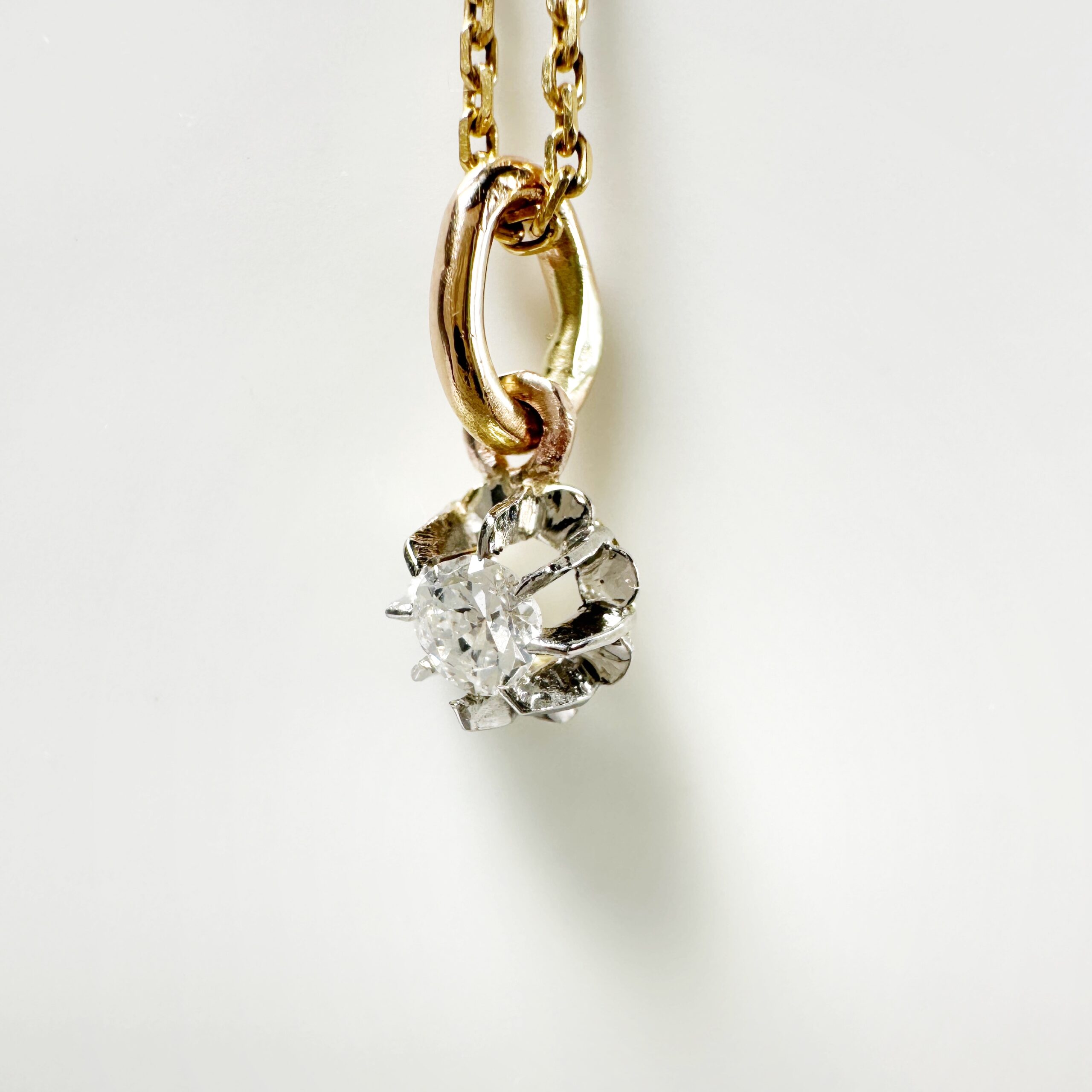 Vintage Gold Diamond Solitaire Pendant