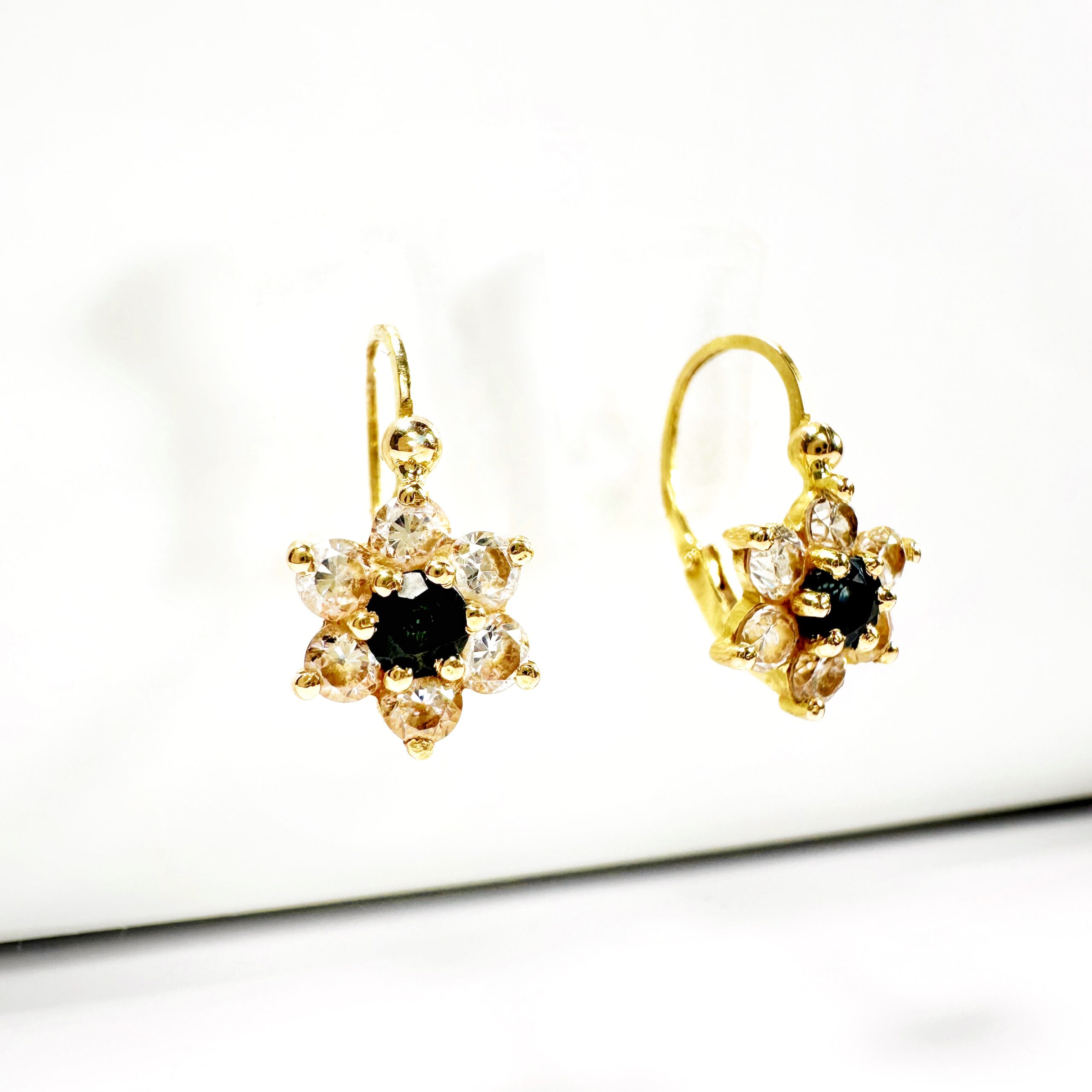 Vintage Gold Sapphire And Diamond Earrings (2)