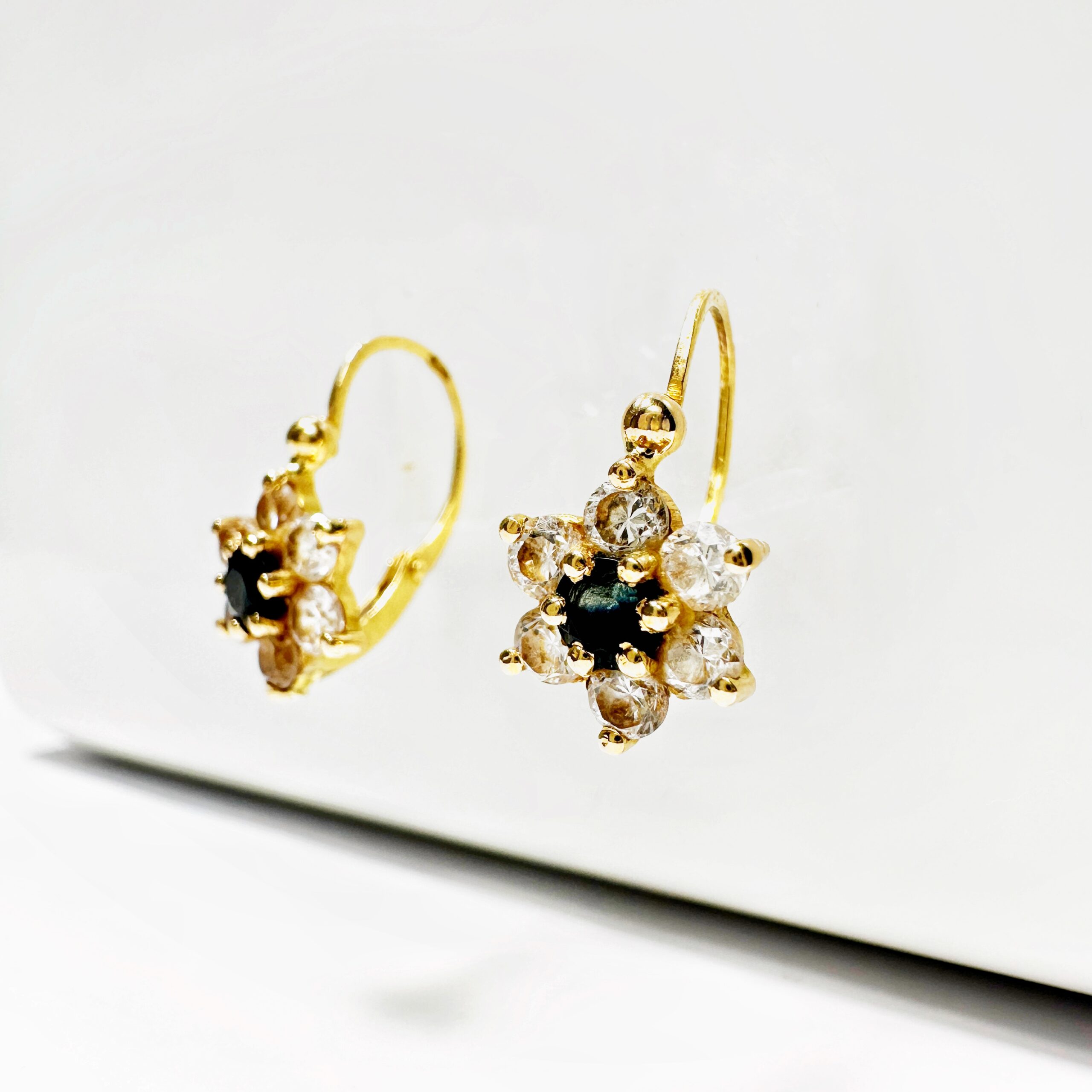 Vintage Gold Sapphire And Diamond Earrings (3)