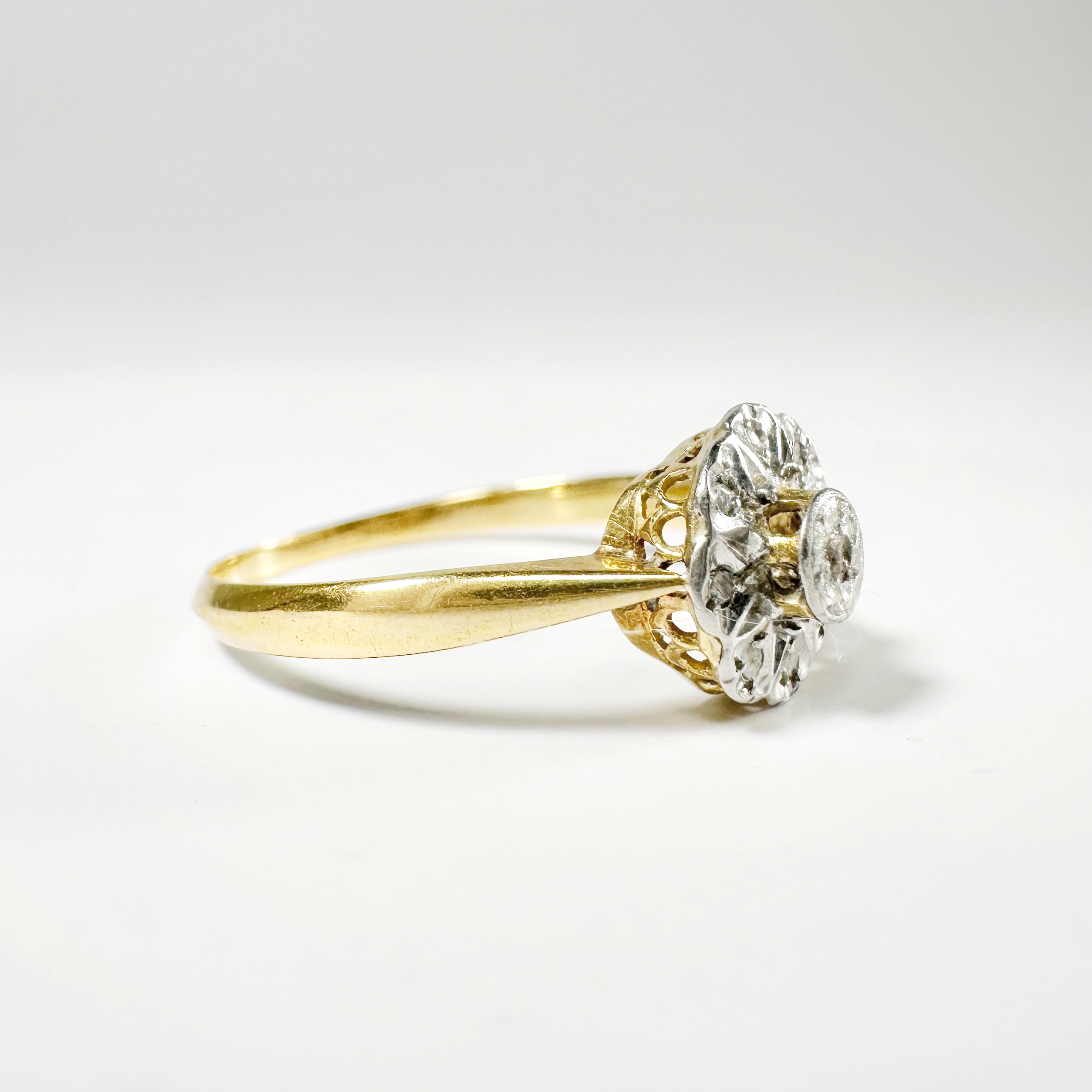 Antique Gold Diamond Cluster Ring 11