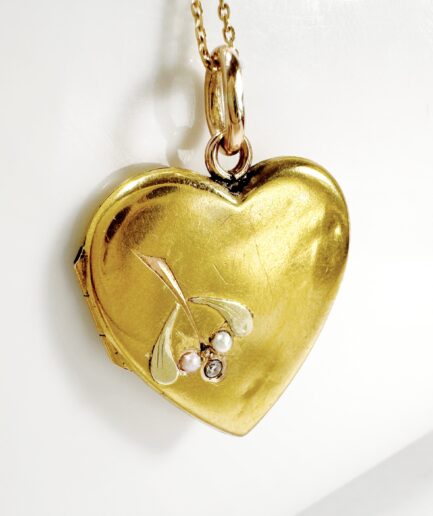 Médaillon secret cœur or, perles fines et diamant "Amabel"