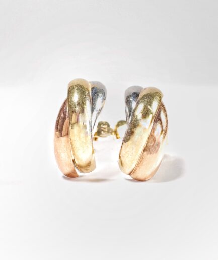 3 golds trinity hoop earrings "Céline"