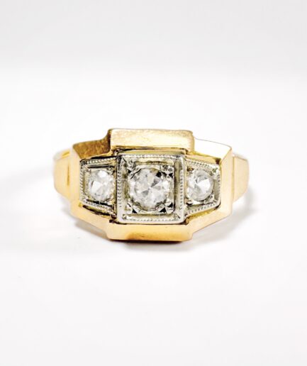 Art Deco gold and white sapphire ring "Laurène"