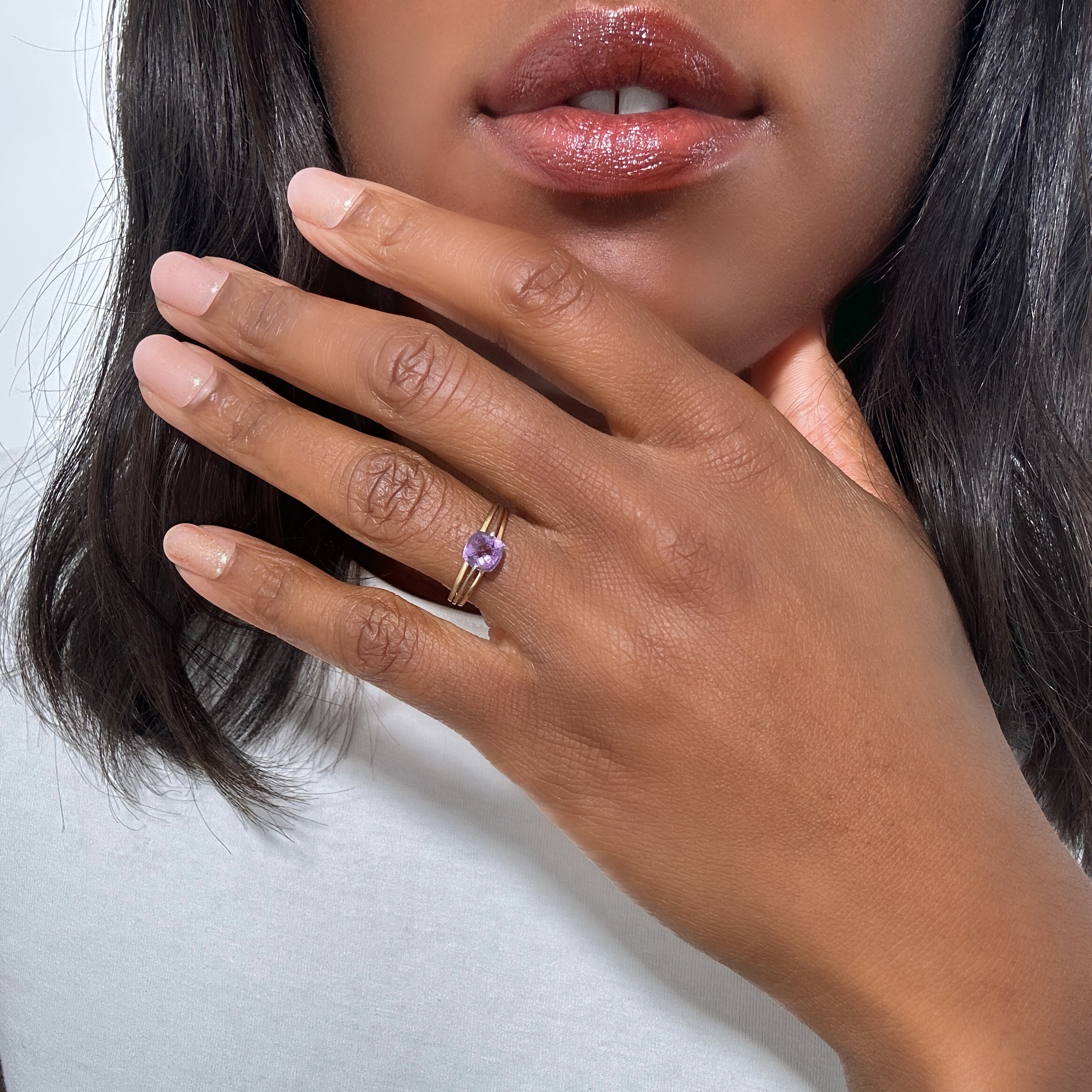 Vintage Gold Amethyst Cushion Ring (1)