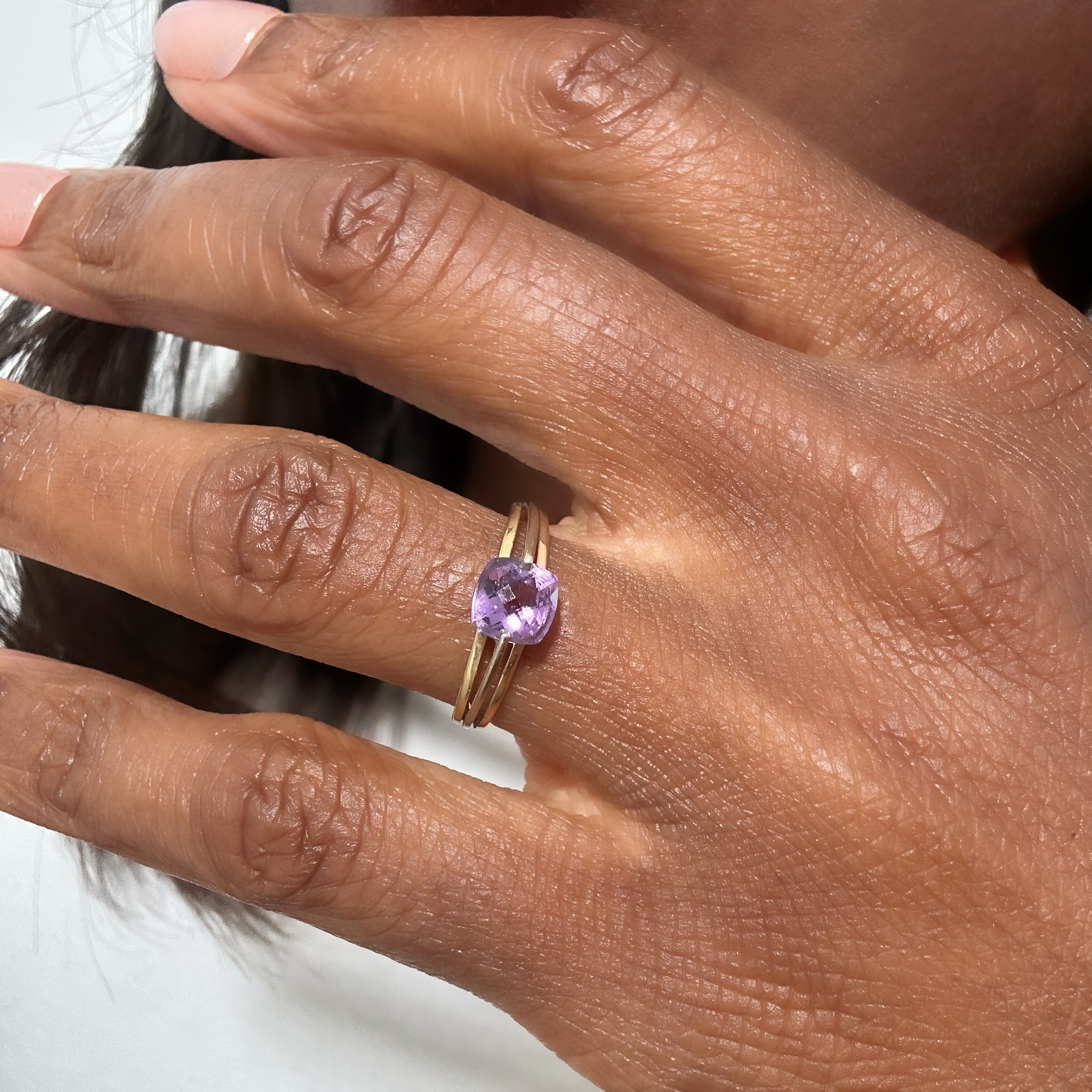 Vintage Gold Amethyst Cushion Ring (2)