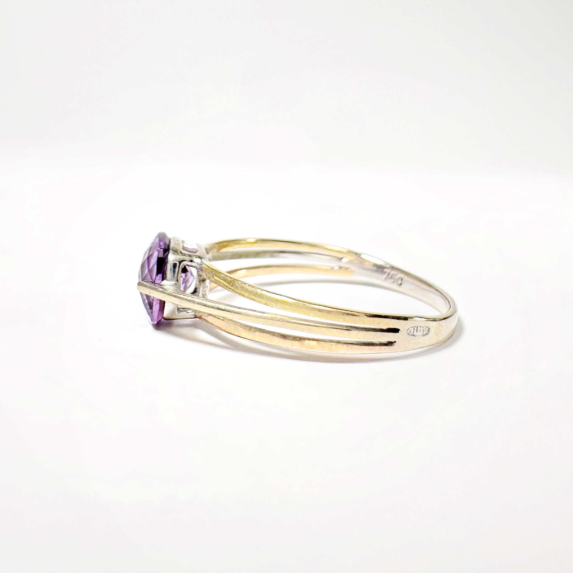 Vintage Gold Amethyst Cushion Ring (5)