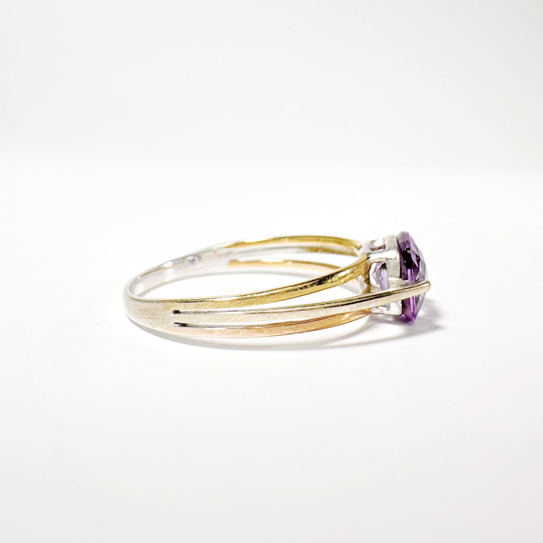 Vintage Gold Amethyst Cushion Ring (7)