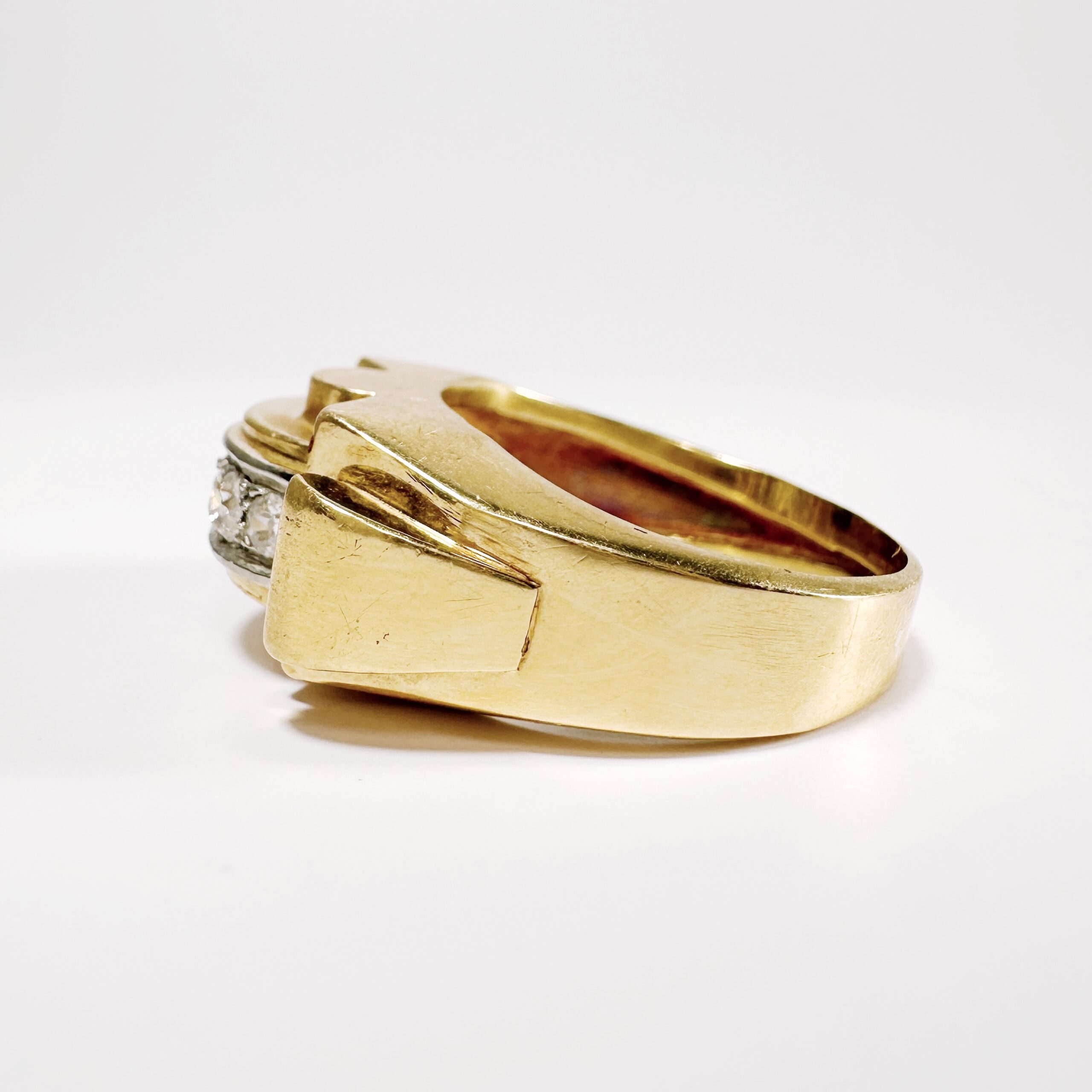 Vintage Gold And Diamond Tank Ring (4)