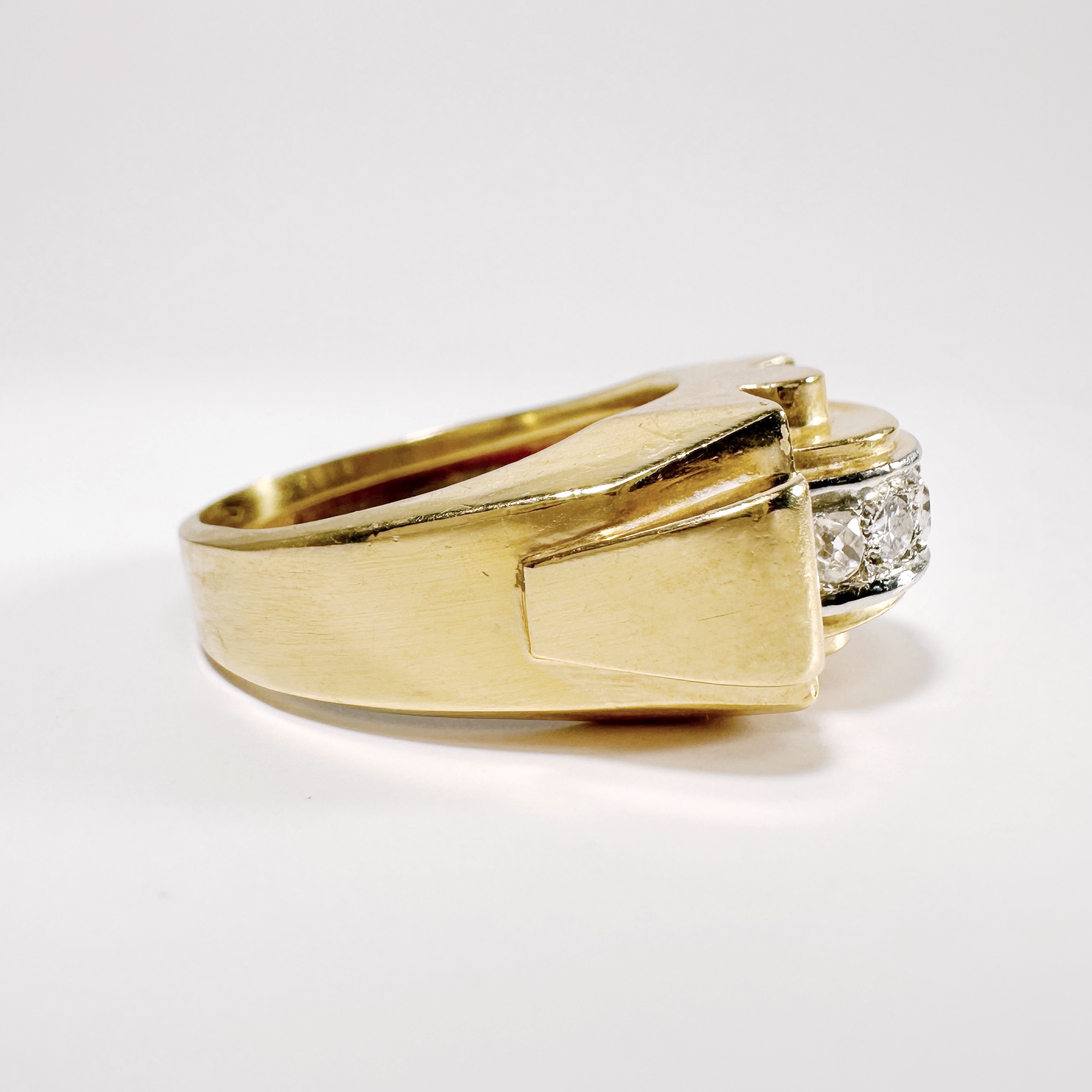 Vintage Gold And Diamond Tank Ring (5)