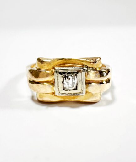 Bague tank or et diamant "Adeline"