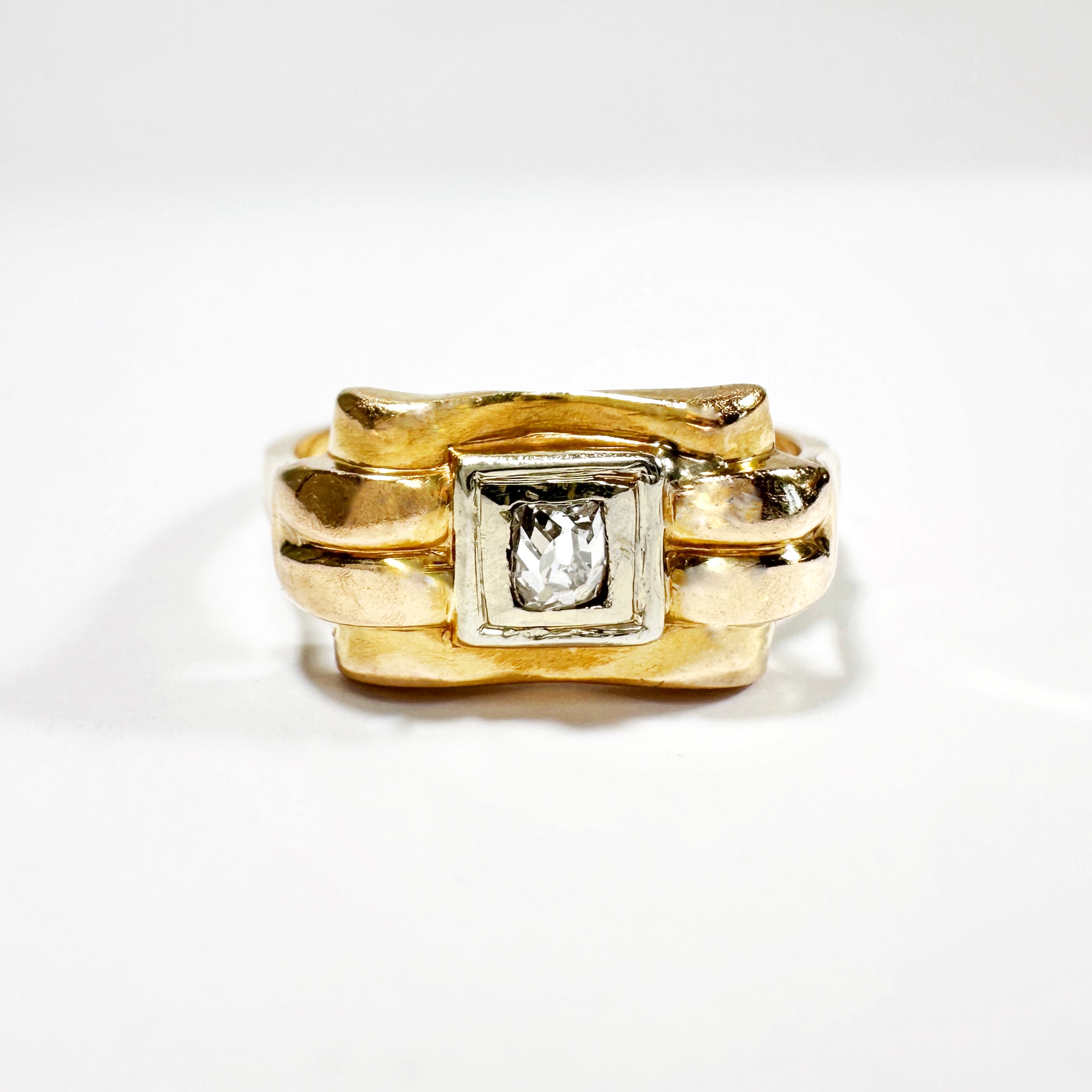 Vintage Gold And Diamond Tank Ring (6)