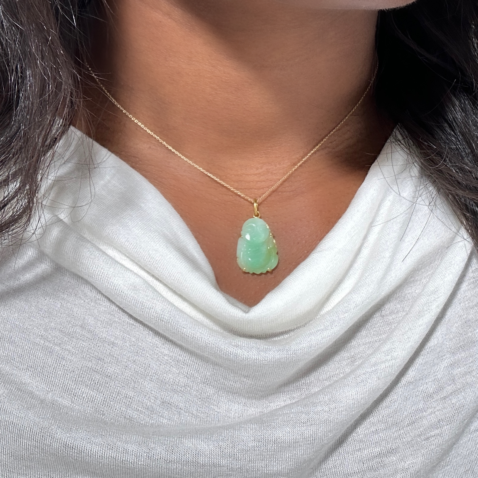 Vintage Gold And Jade Buddha Pendant (2)