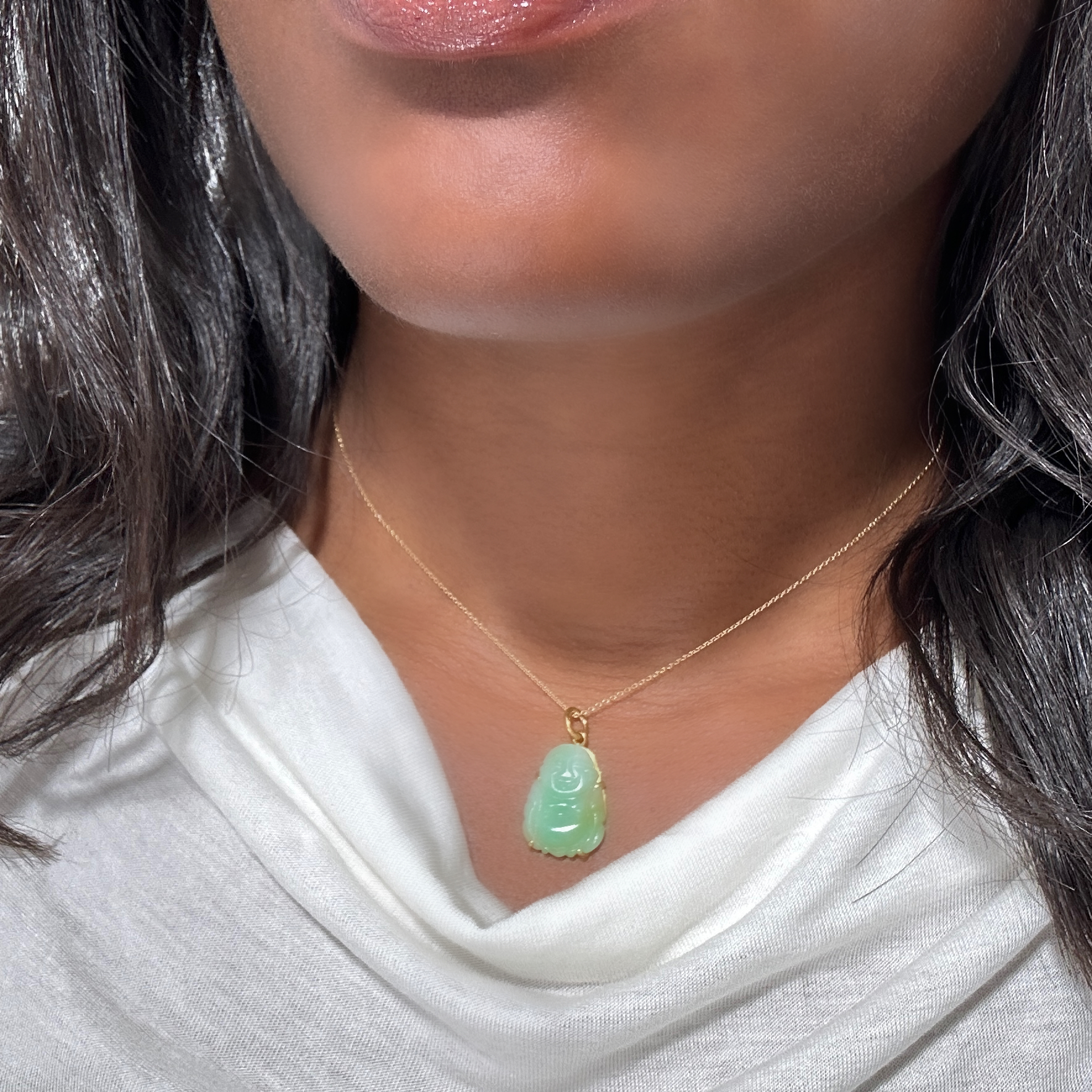 Vintage Gold And Jade Buddha Pendant (3)