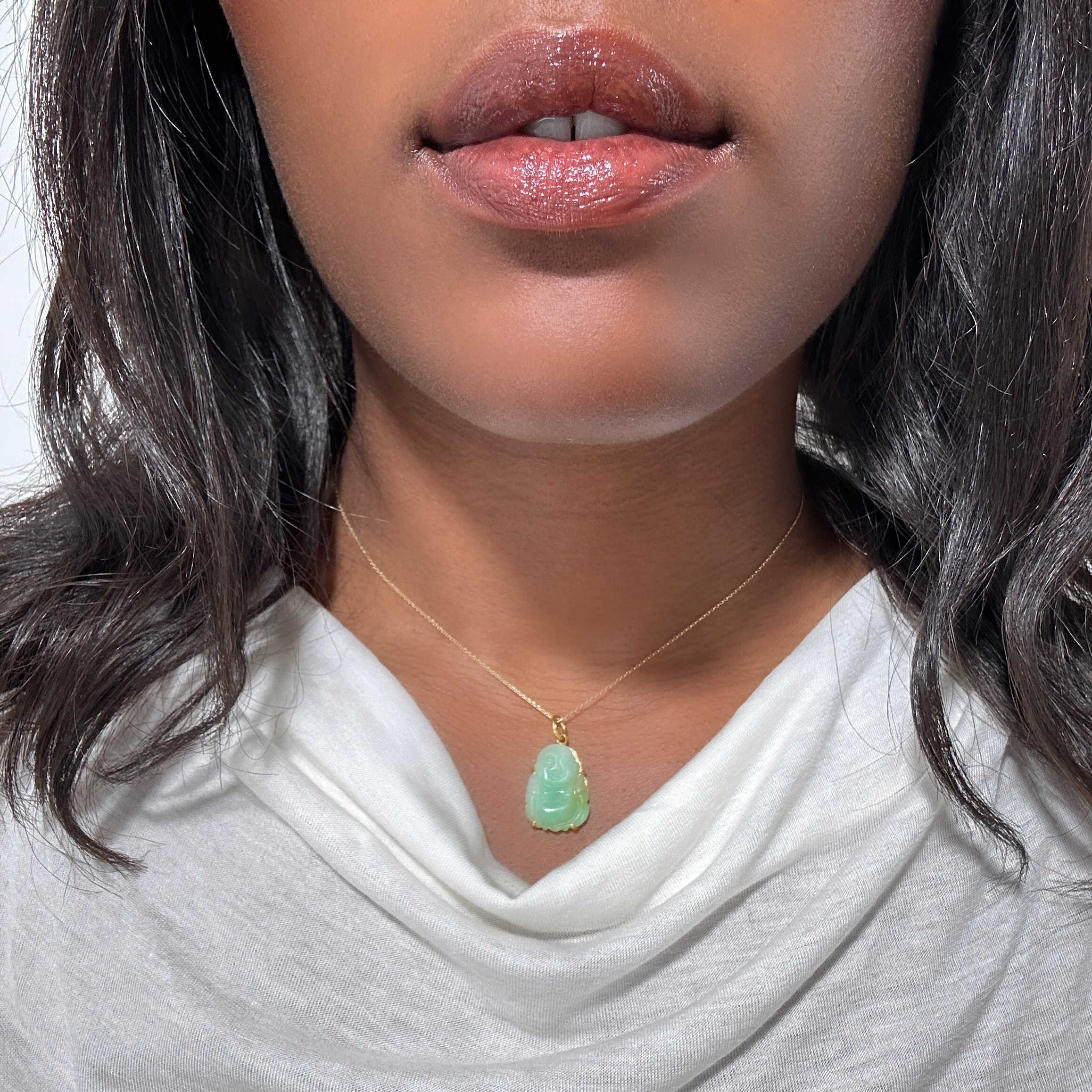 Vintage Gold And Jade Buddha Pendant