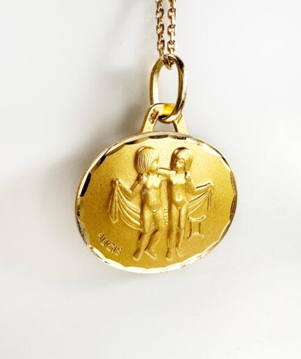 Gold Astrological Gemini Lucky Charm Medal "Caellun" 