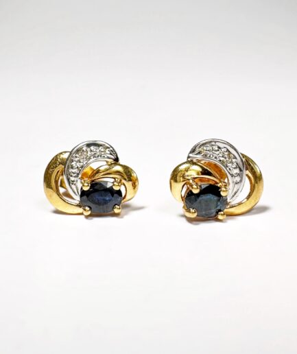 Gold, sapphire and diamond stud earrings "Sévane"